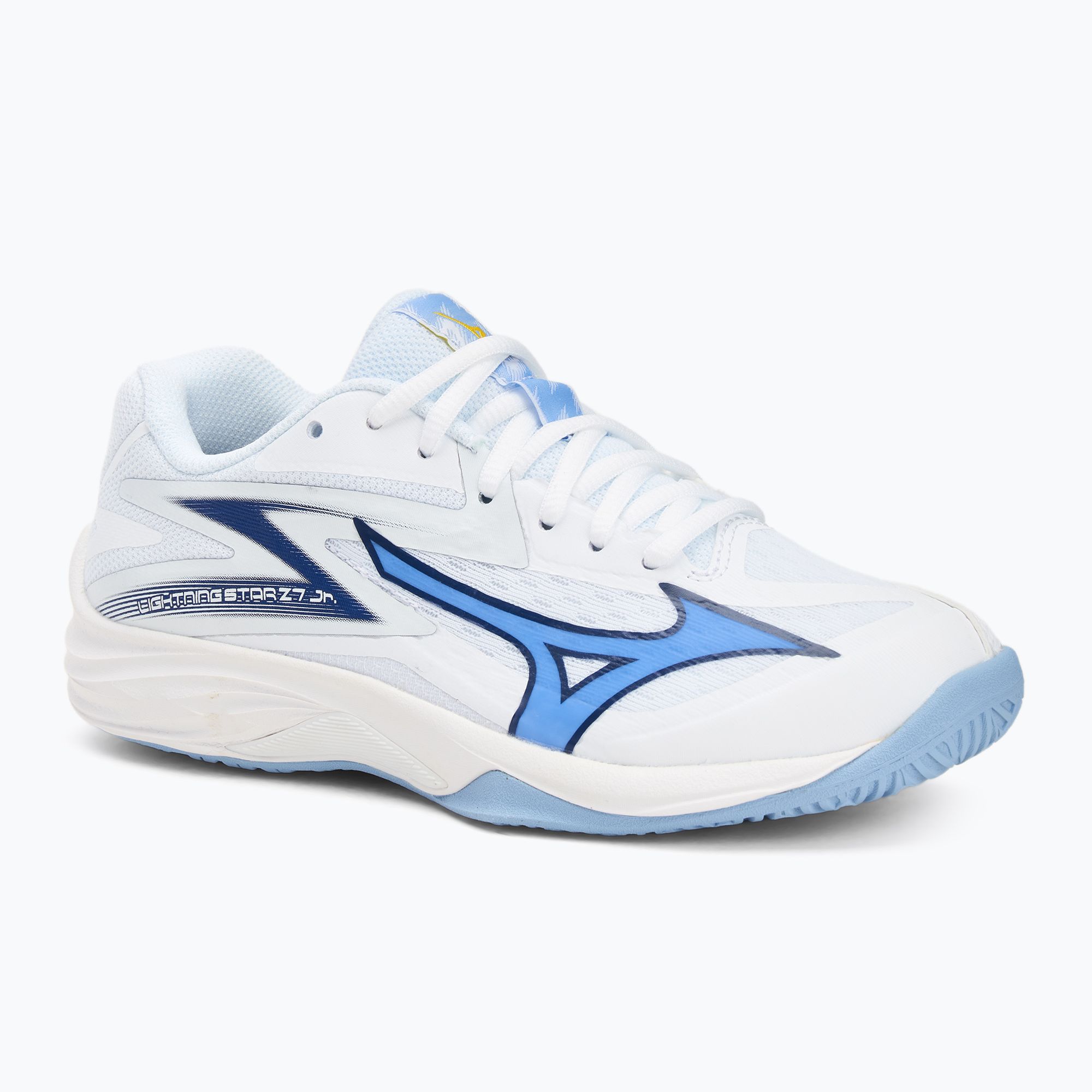 Buty do siatkówki dziecięce Mizuno Lightning Star Z7 white/bellwether blue/bel air blue 