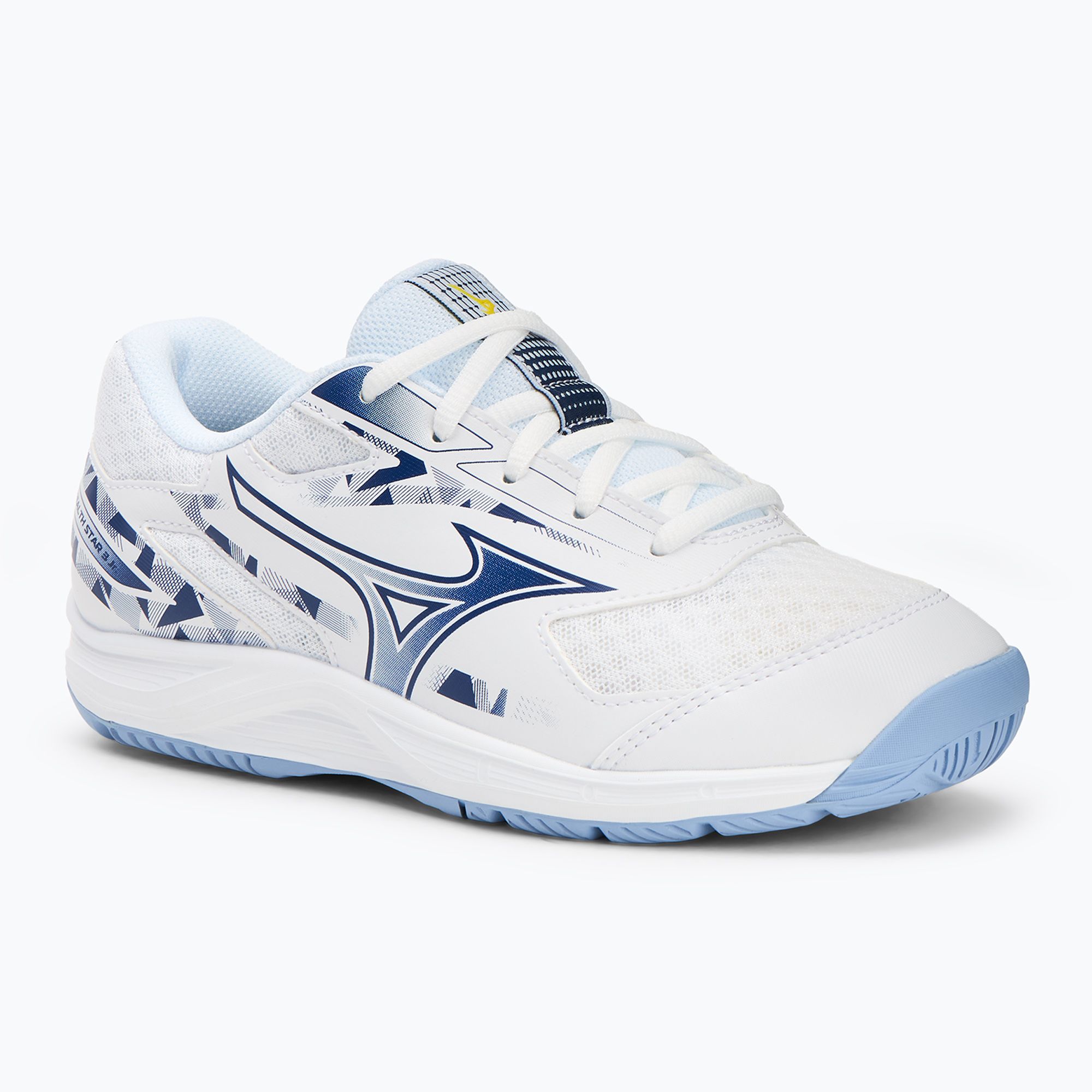 Buty dziecięce Mizuno Stealth Star 3 white/bellwether blue/belairblu 