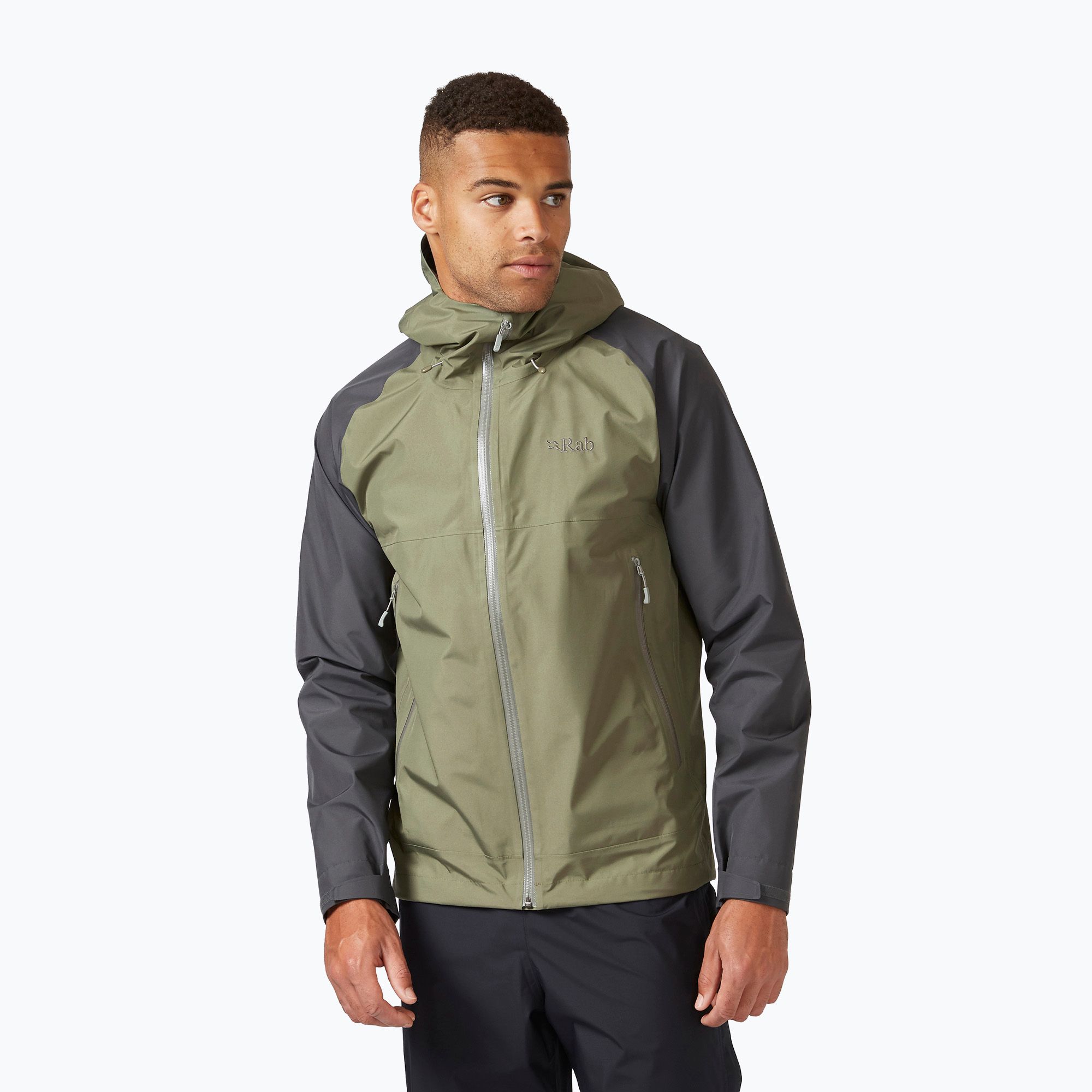 Kurtka przeciwdeszczowa męska Rab Namche Paclite graphene/light khaki 