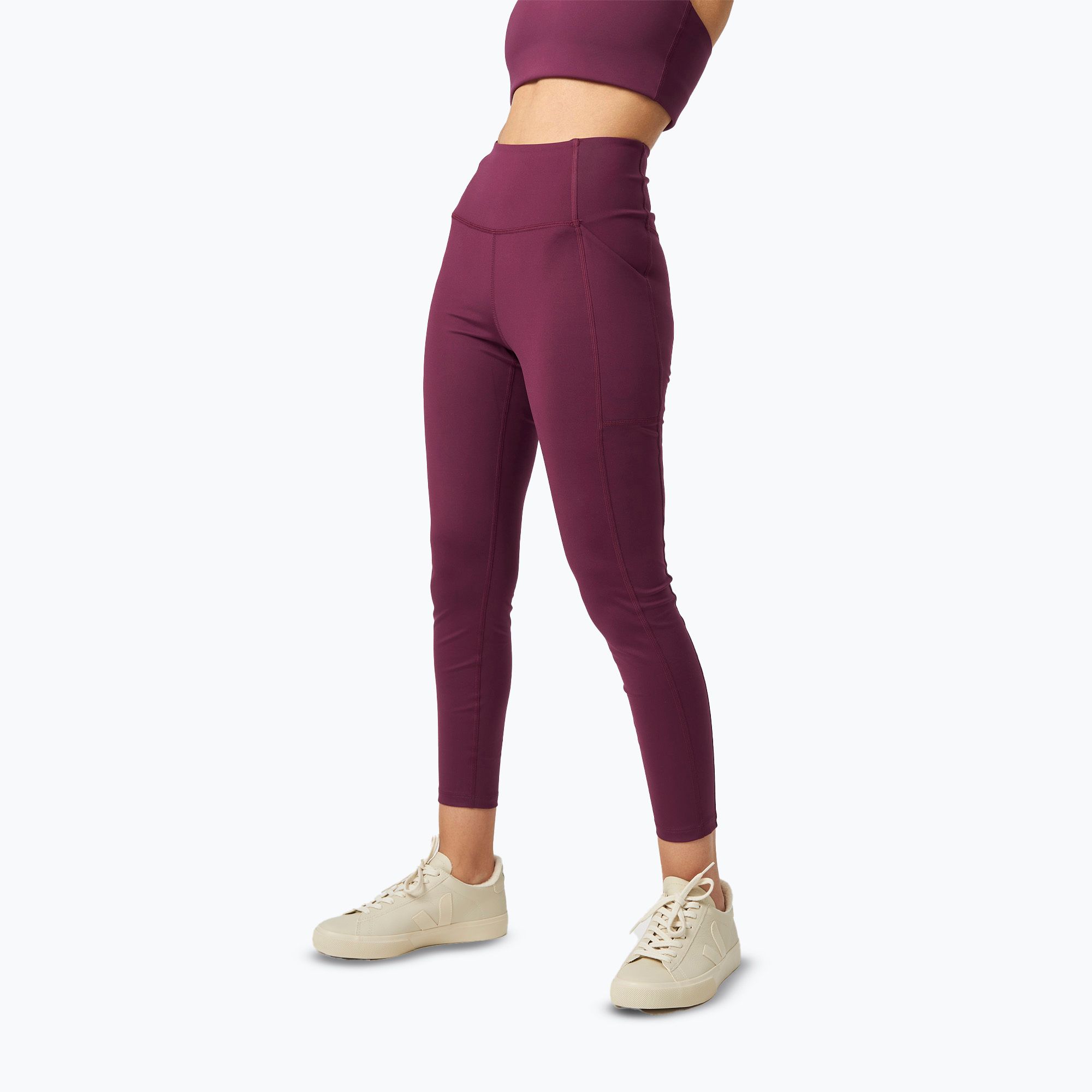 Legginsy treningowe damskie Girlfriend Collective Pocket plum 