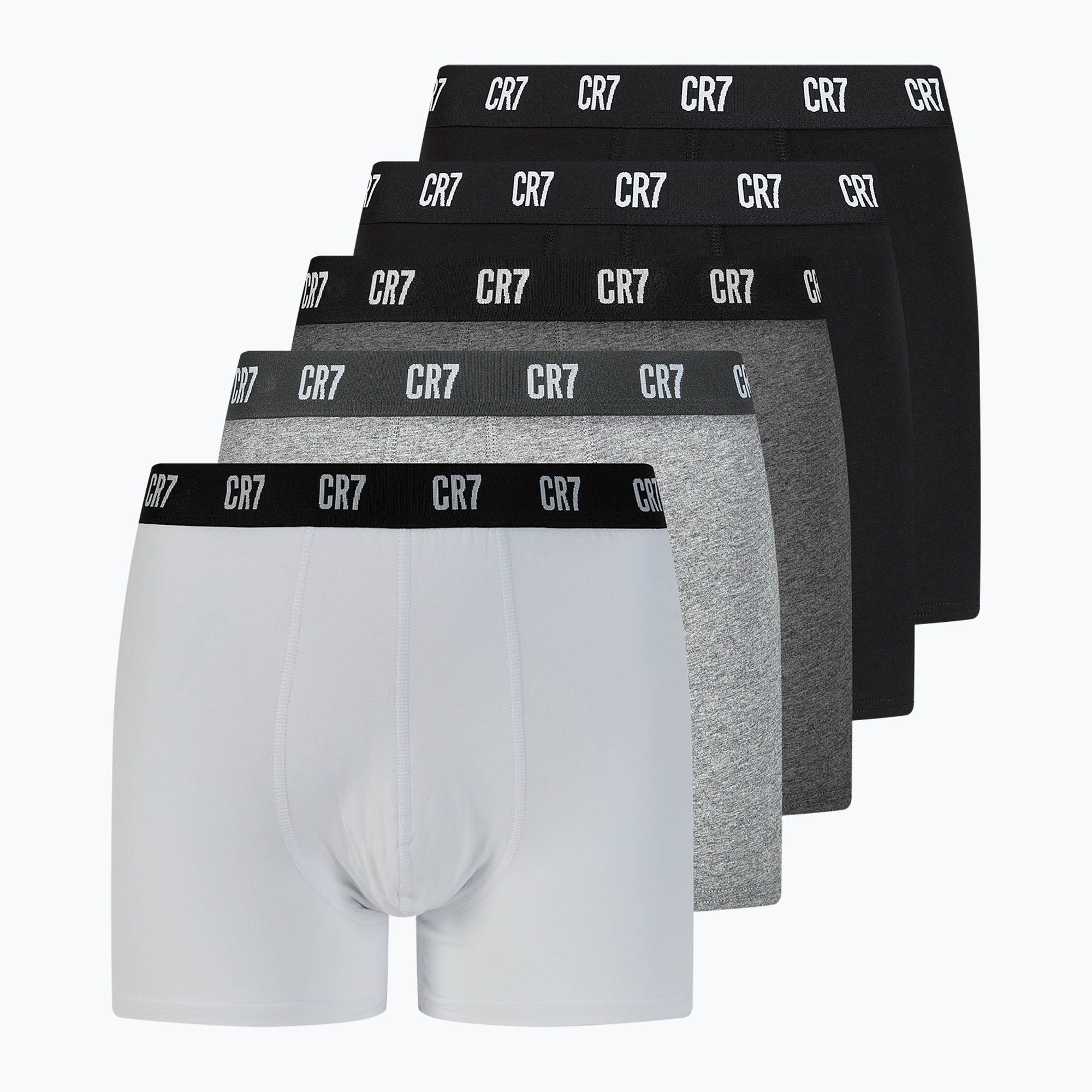 Bokserki męskie CR7 Basic Trunk 5 par black/ dark grey/ grey/ white 