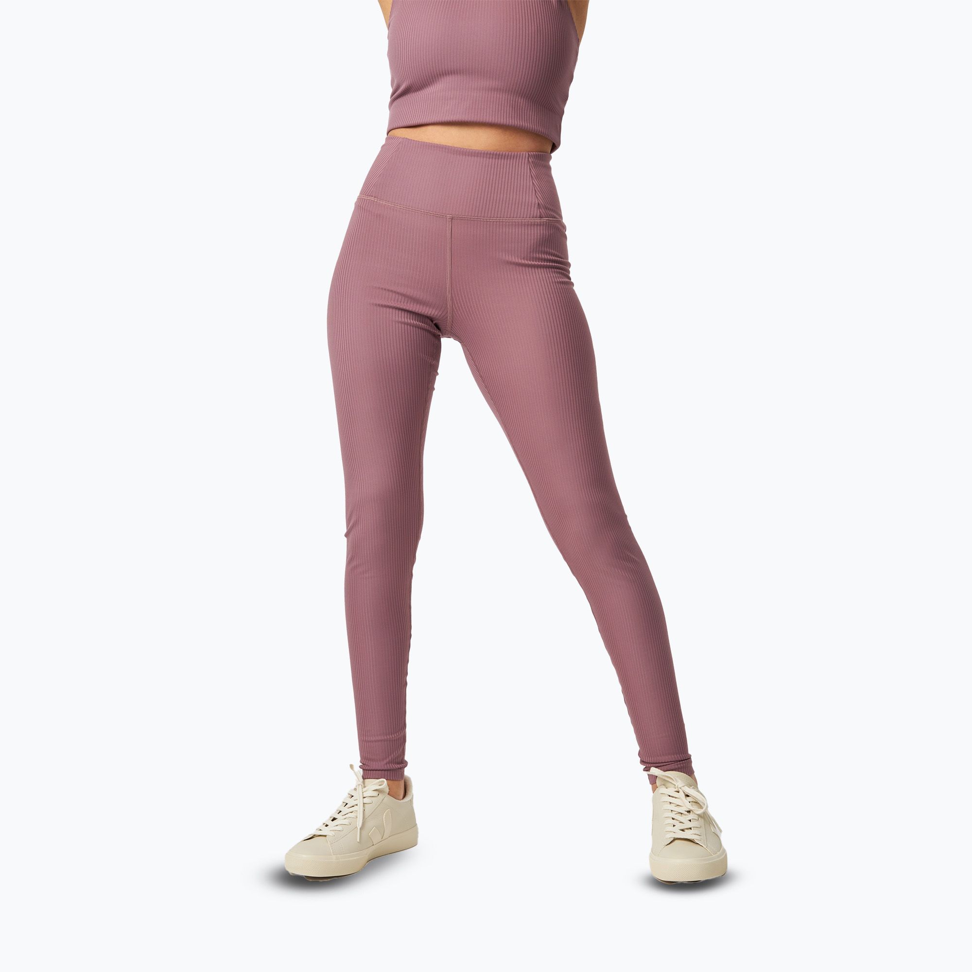 Legginsy treningowe damskie Girlfriend Collective Rib pewter 