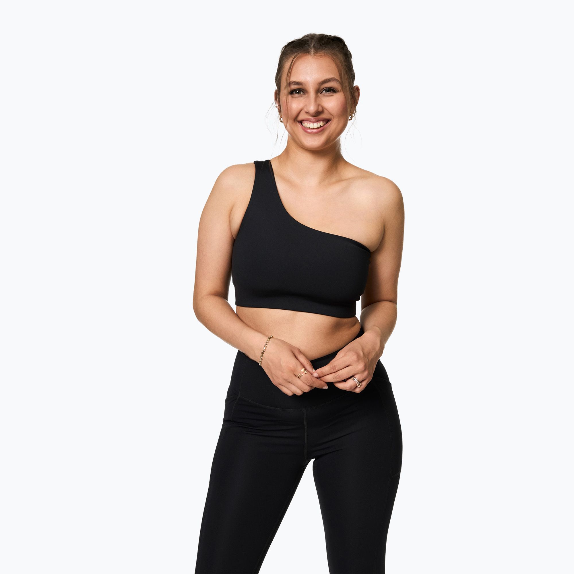 Biustonosz treningowy Girlfriend Collective Bianca One Shoulder black 