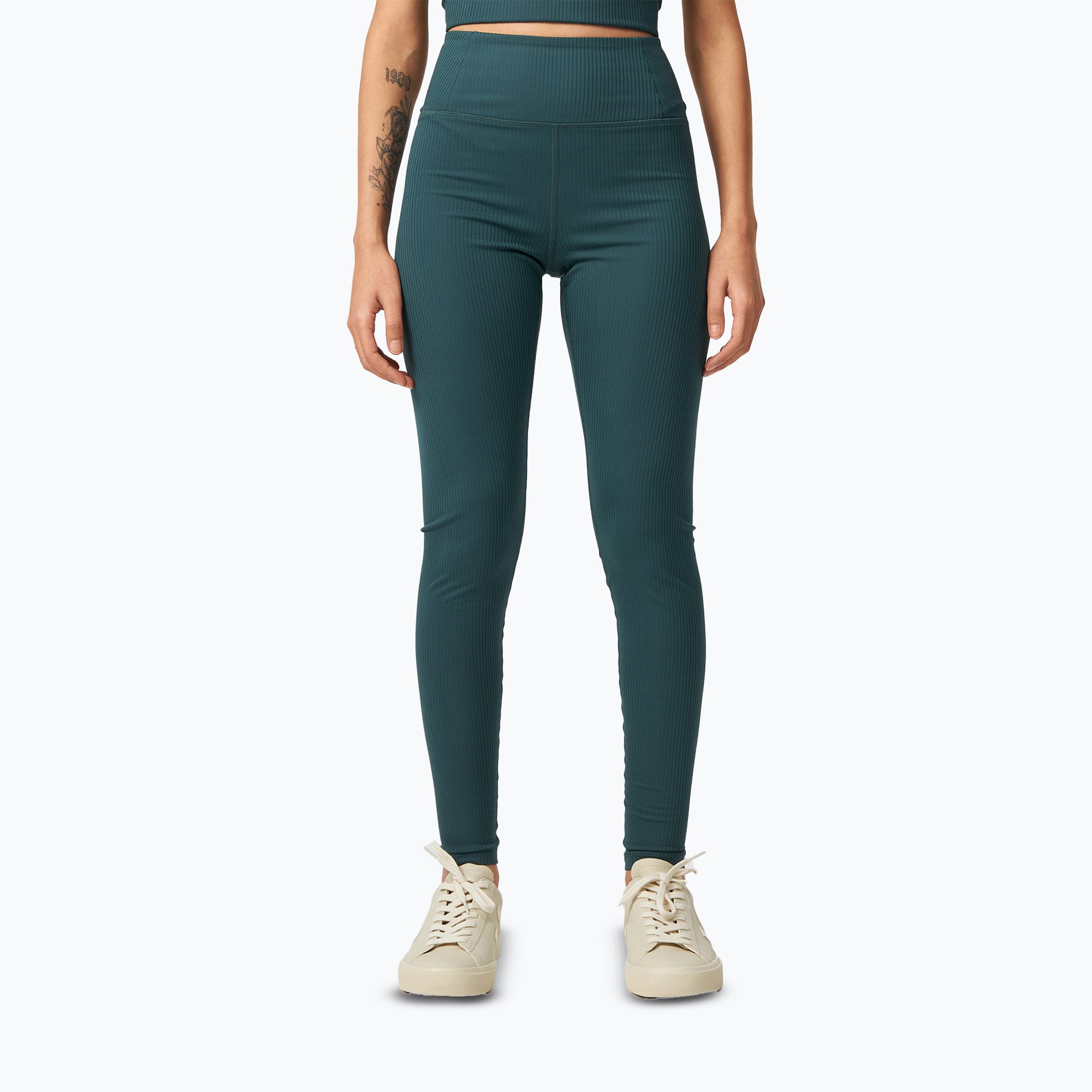 Legginsy treningowe damskie Girlfriend Collective Rib moss 