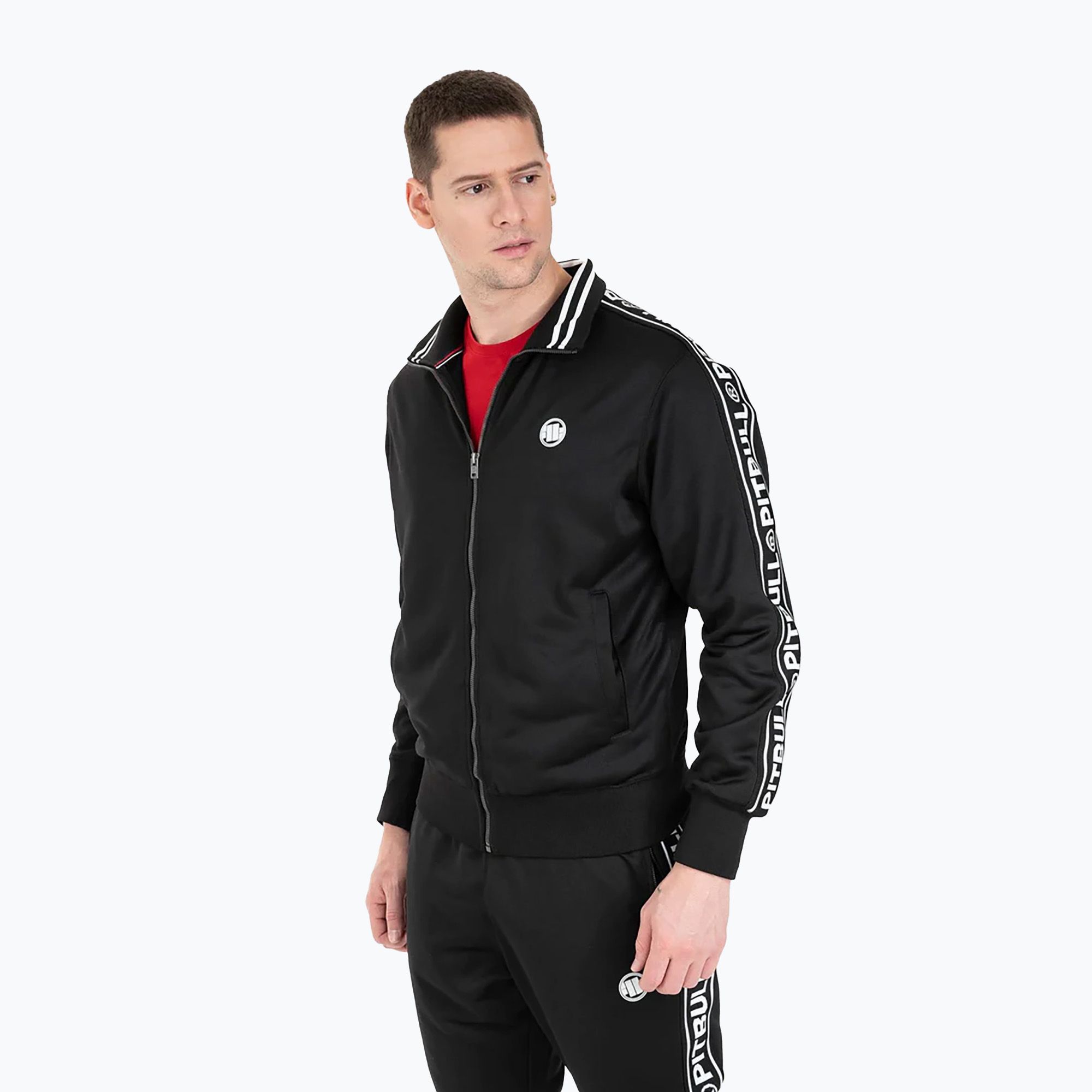 Bluza męska Pitbull Trackjacket Tape Logo Terry Group black 