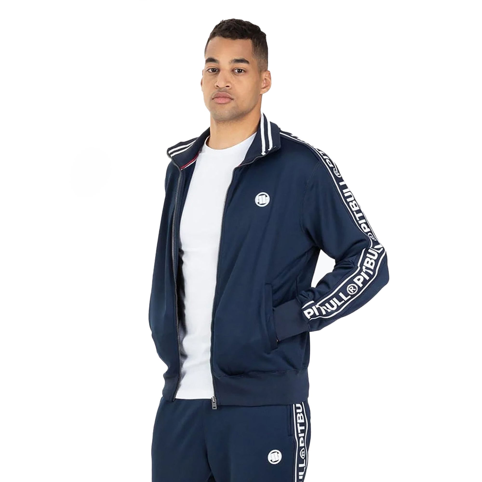 Bluza męska Pitbull Trackjacket Tape Logo Terry Group dark navy 