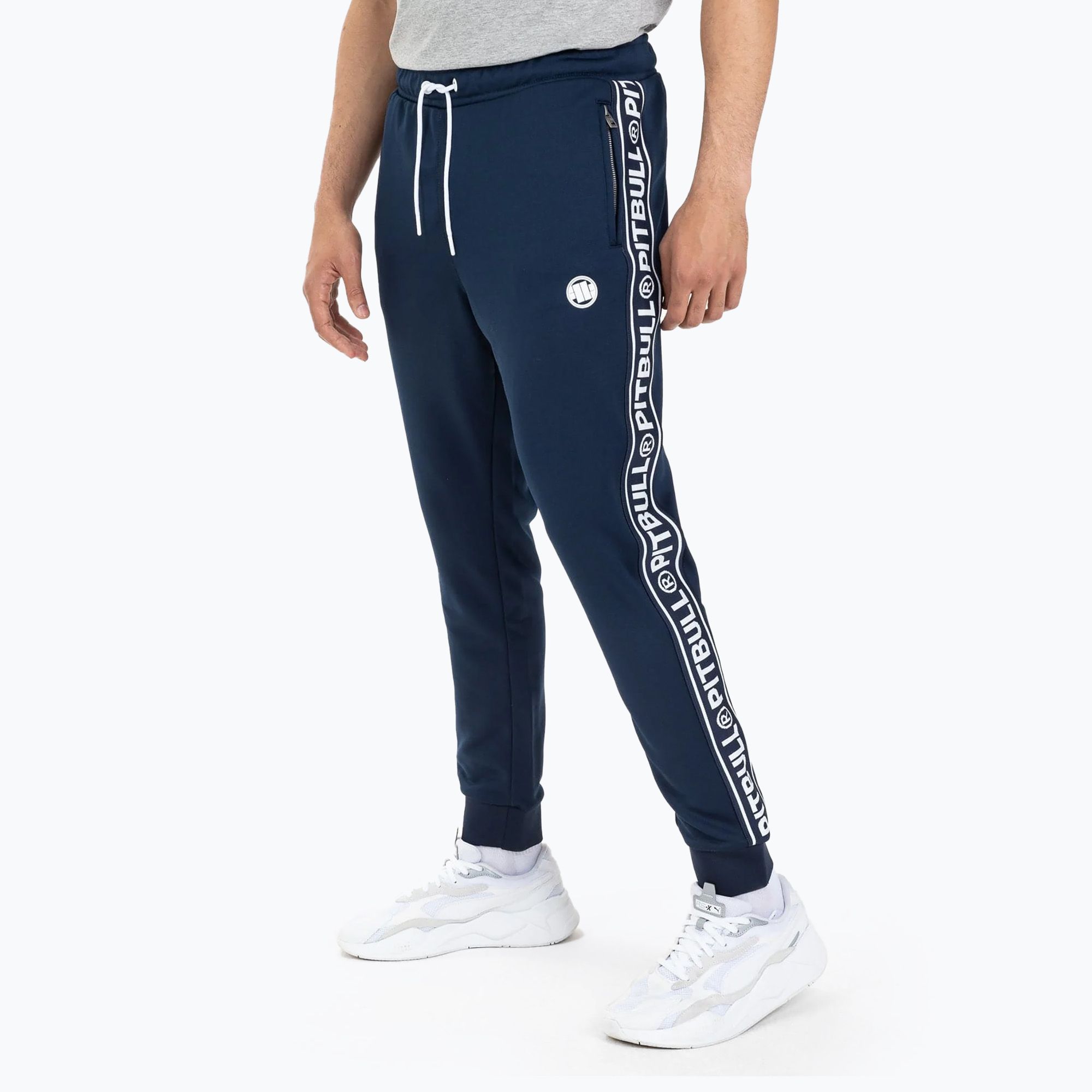 Spodnie męskie Pitbull Trackpants Tape Logo Terry Group dark navy 