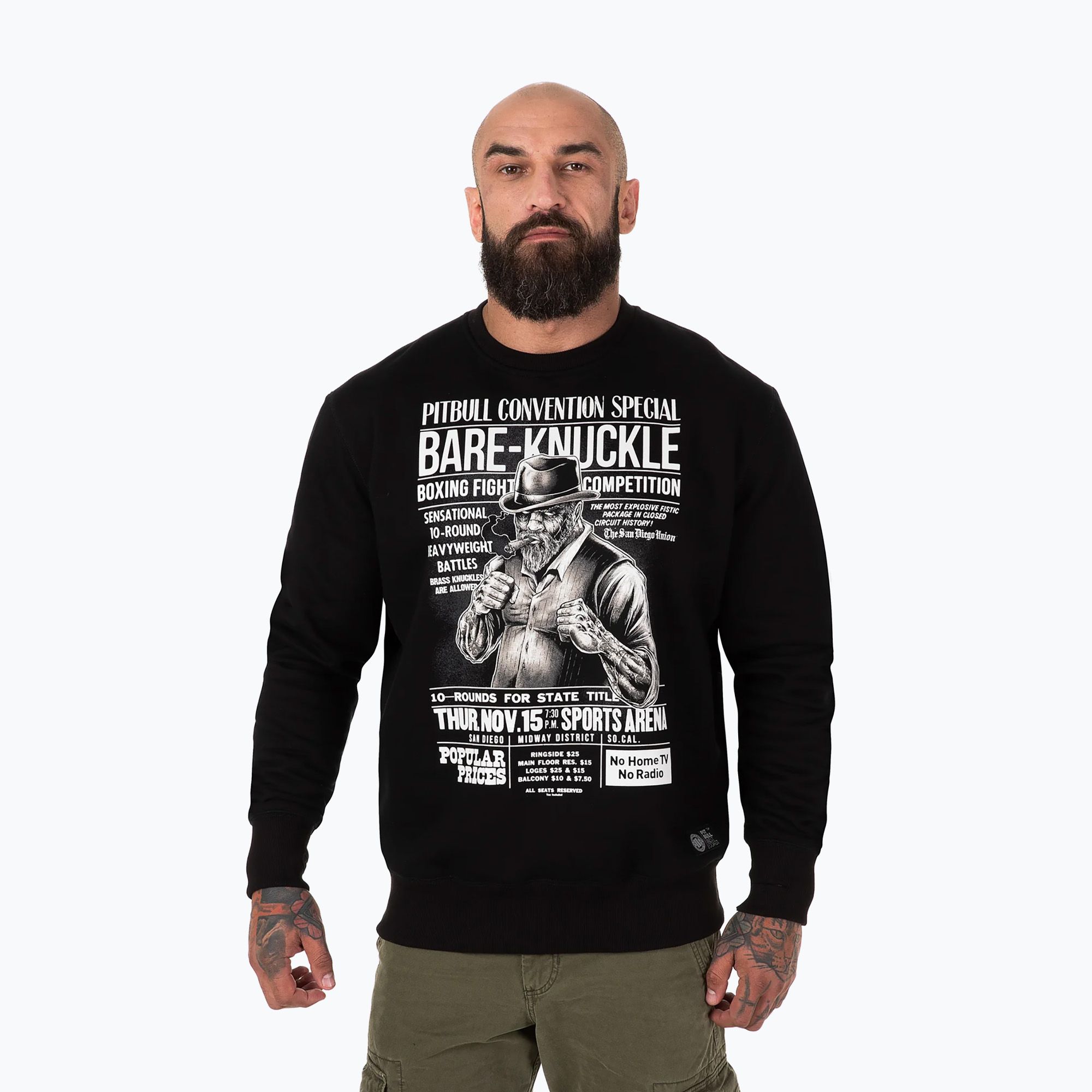 Bluza męska Pitbull Bare Knuckle Crewneck black 