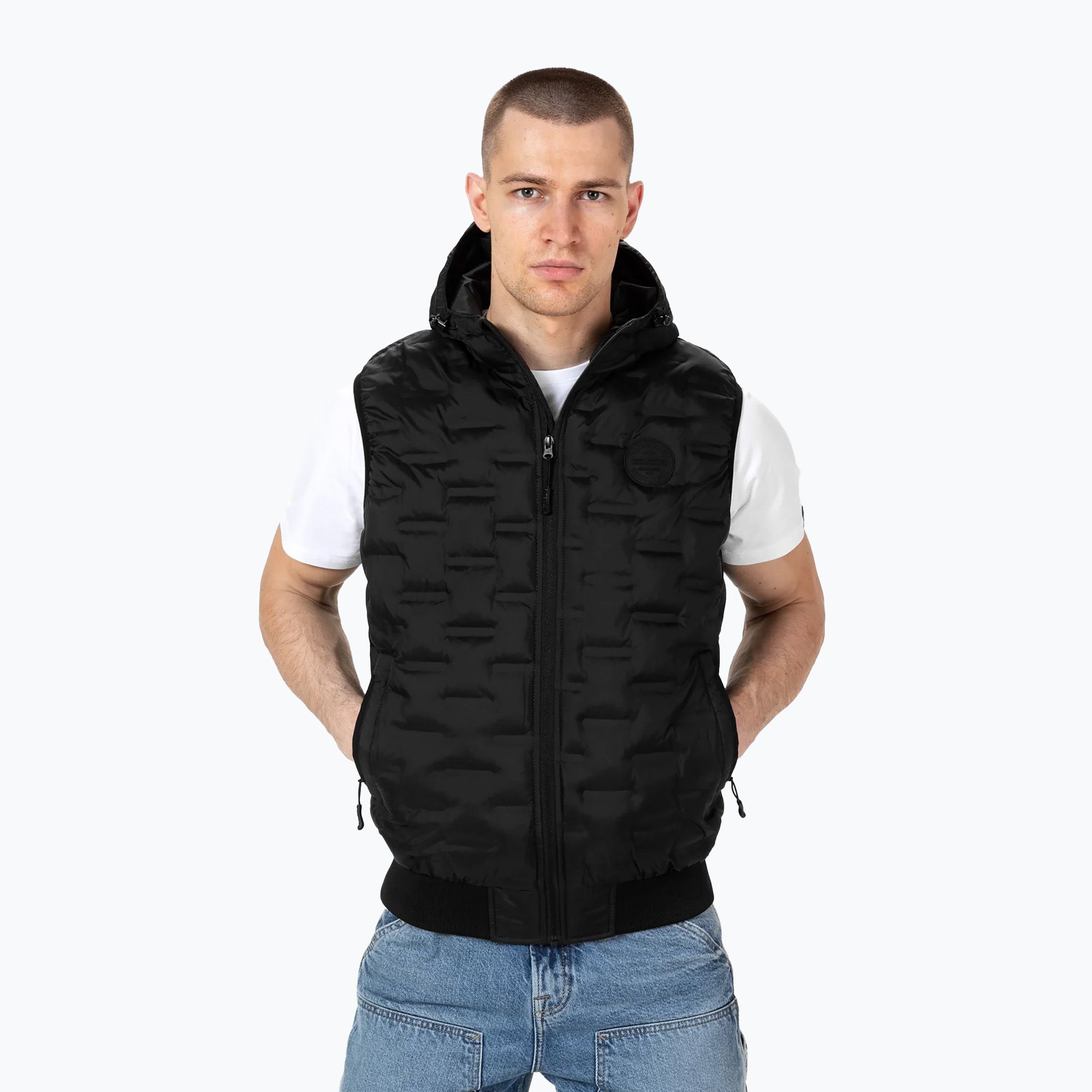 Bezrękawnik męski Pitbull Eclipse Hooded Padded black 