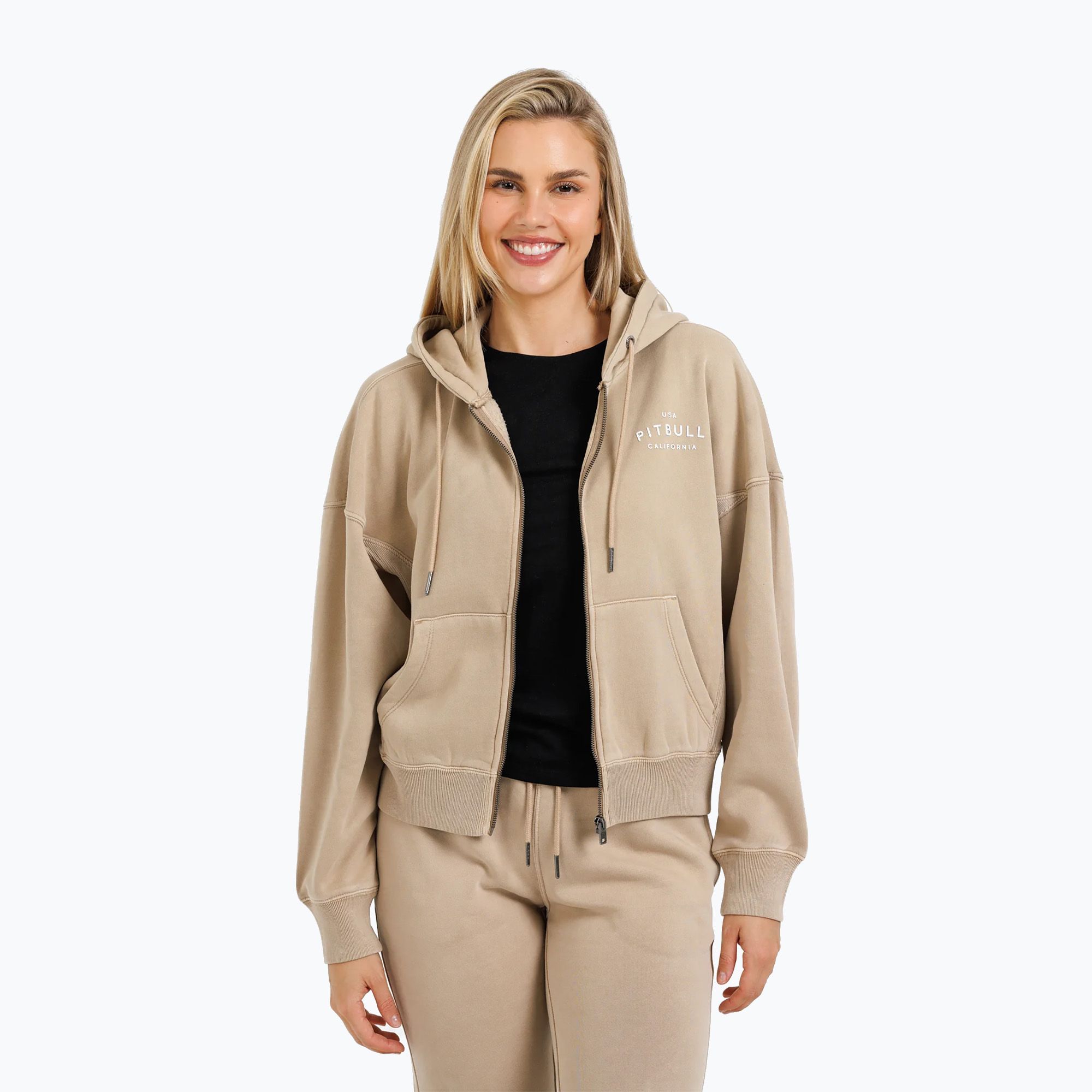 Bluza damska Pitbull Manzanita Washed Hooded Zip sand 