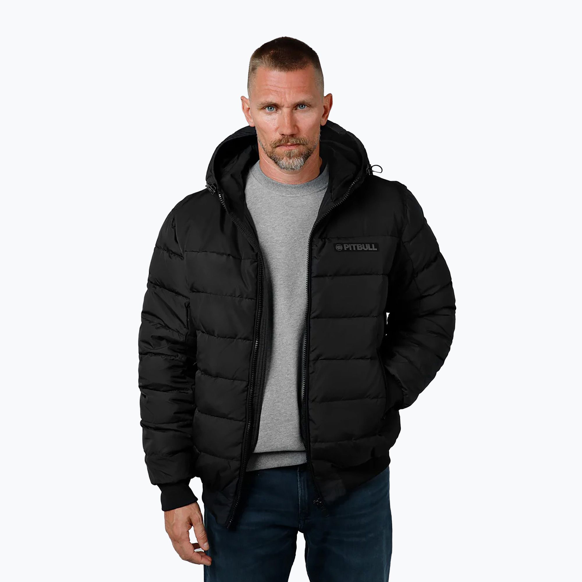 Kurtka zimowa męska Pitbull Dillon Quilted Hooded black 