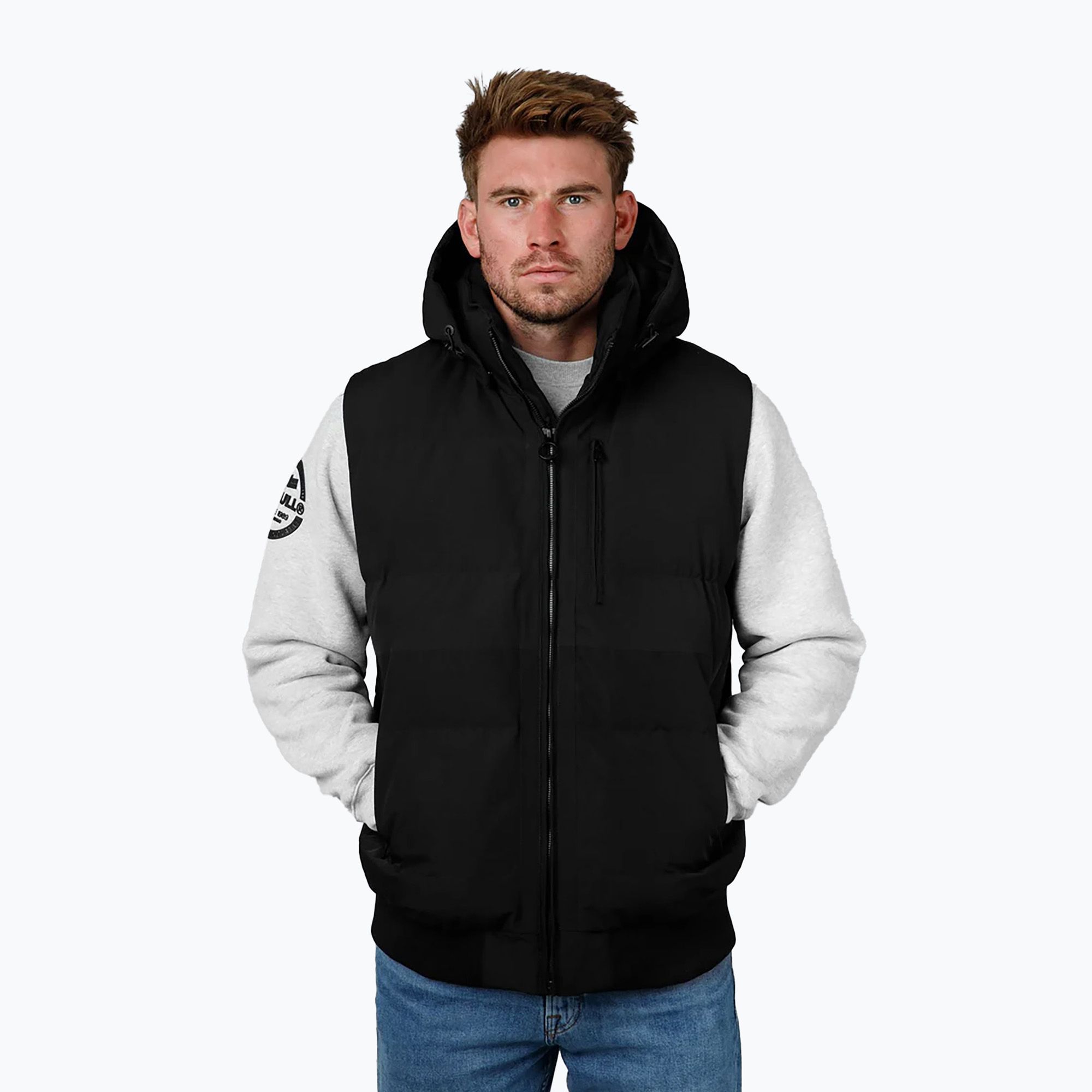 Bezrękawnik męski Pitbull Patton Quilted Hooded black 