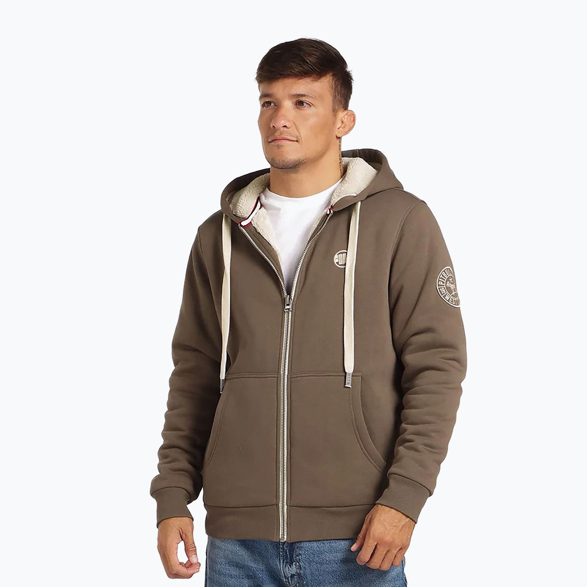 Bluza męska Pitbull Zip Sherpa 2 Ruffin Hooded brown 