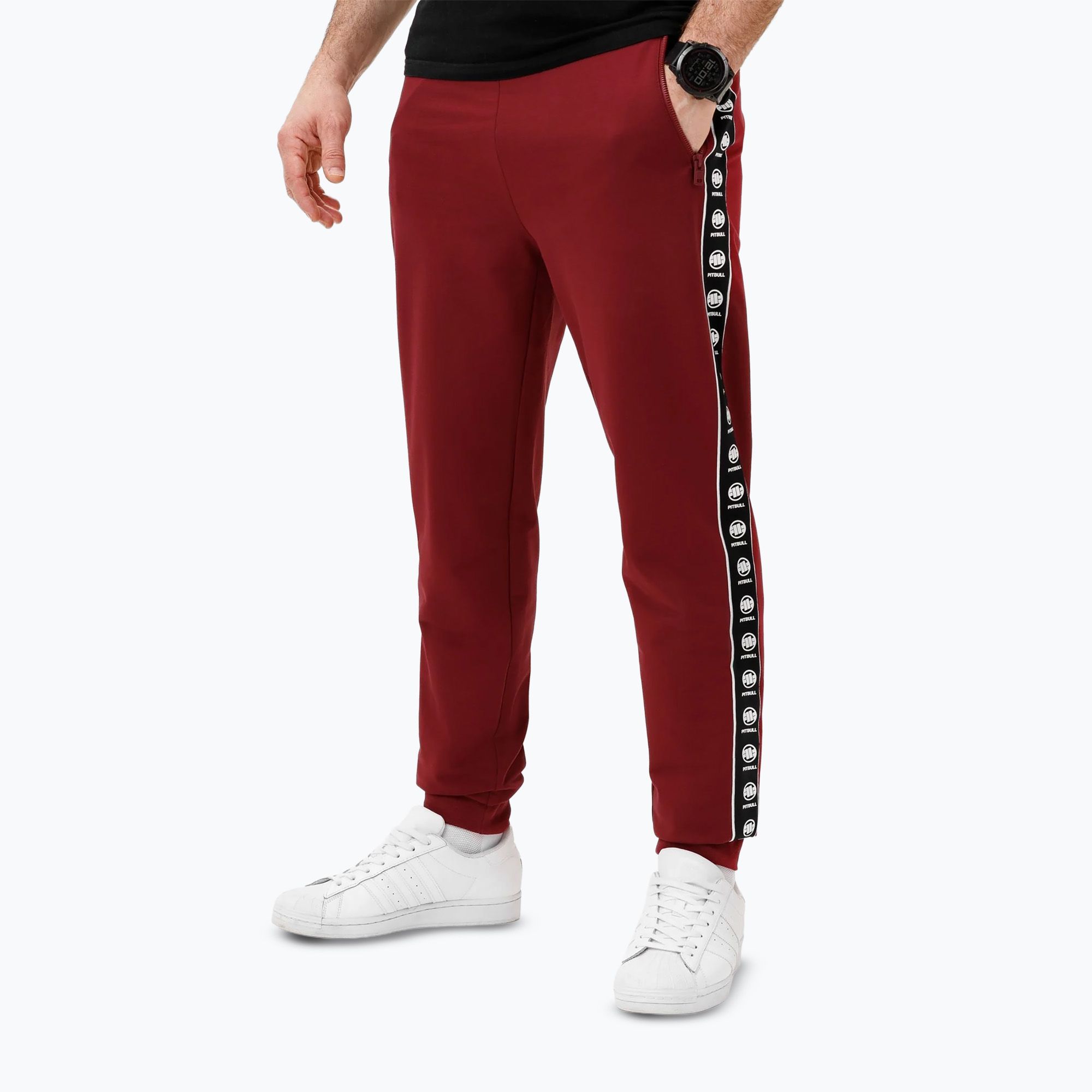 Spodnie męskie Pitbull Tape Nugget Jogging burgundy 