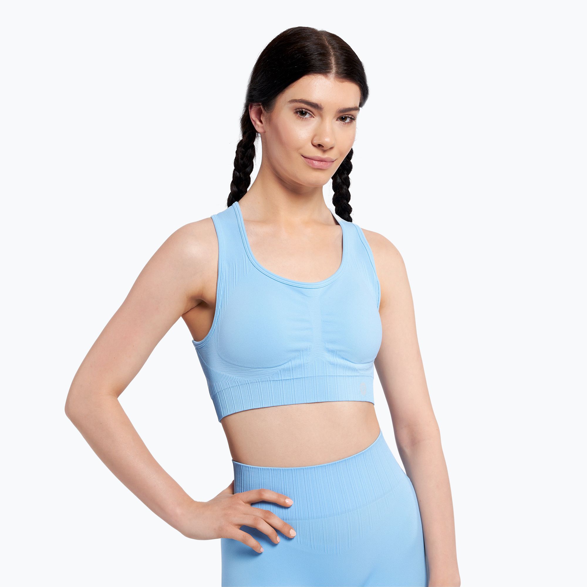Biustonosz treningowy Gym Glamour Push Up baby blue 