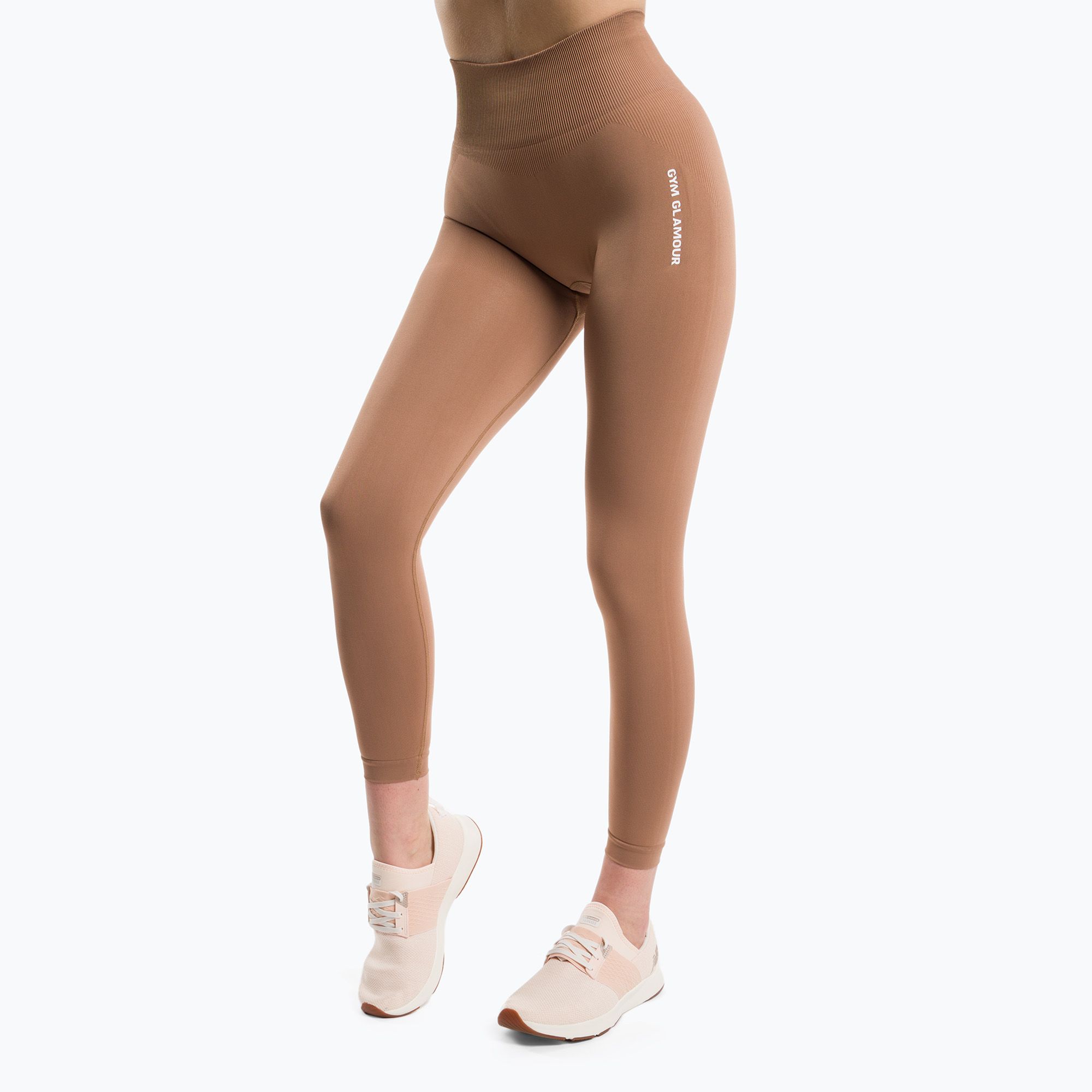 Legginsy treningowe damskie Gym Glamour Compress cappuccino 