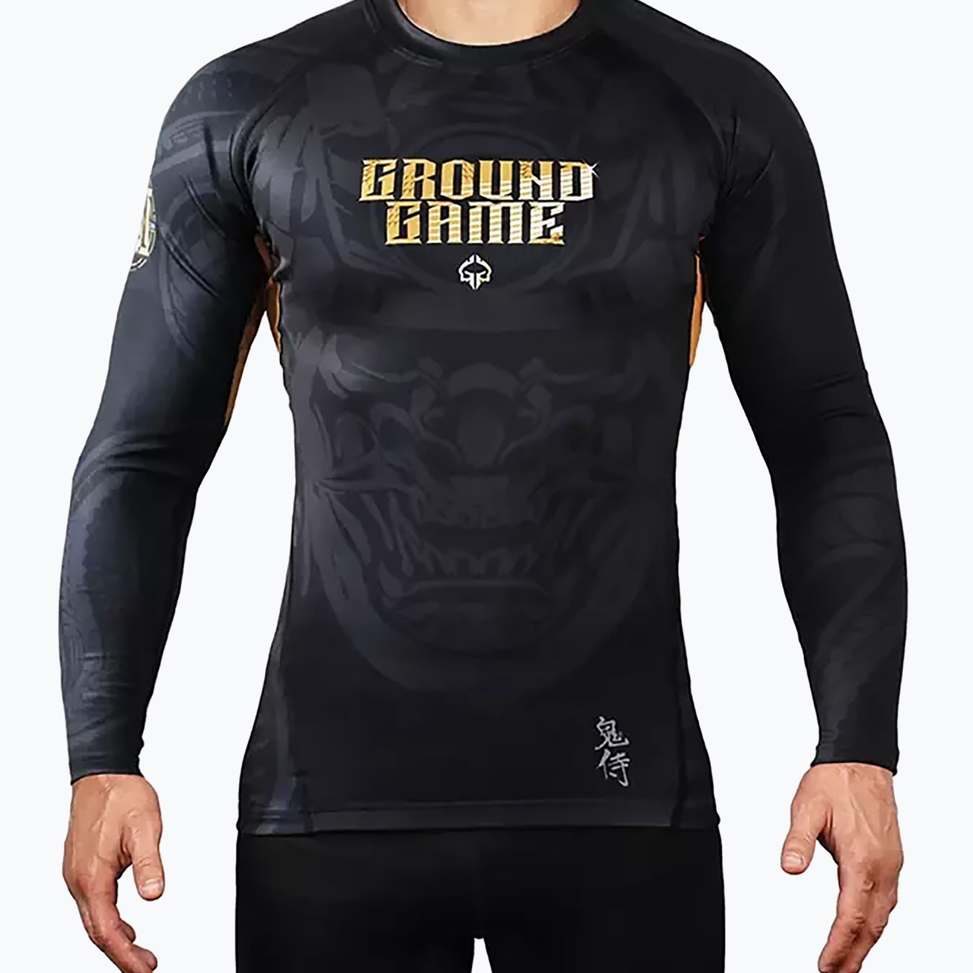 Rashguard longsleeve męski Ground Game Oni Samurai czarny/złoty 