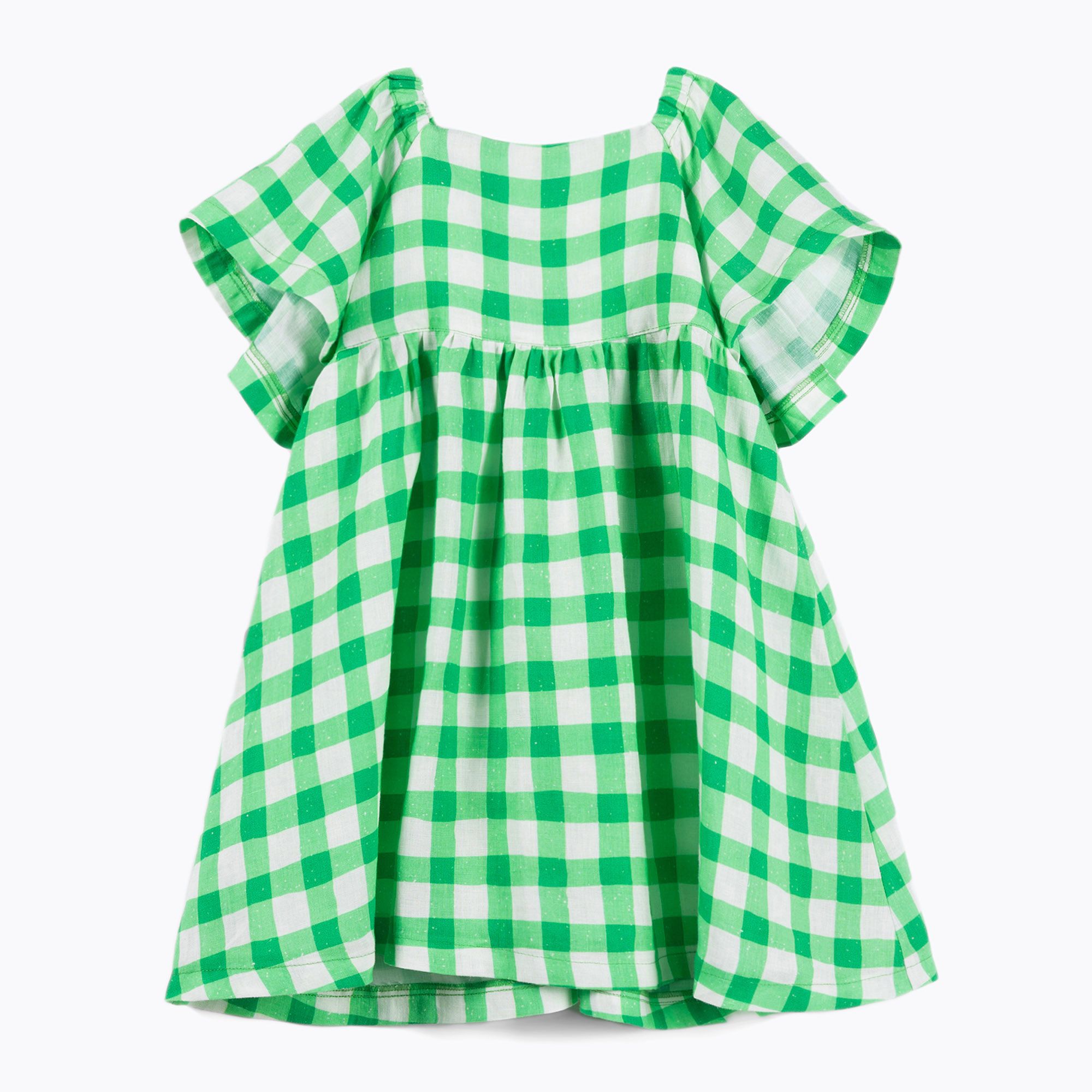 Sukienka dziecięca KID STORY Lniana green grid 