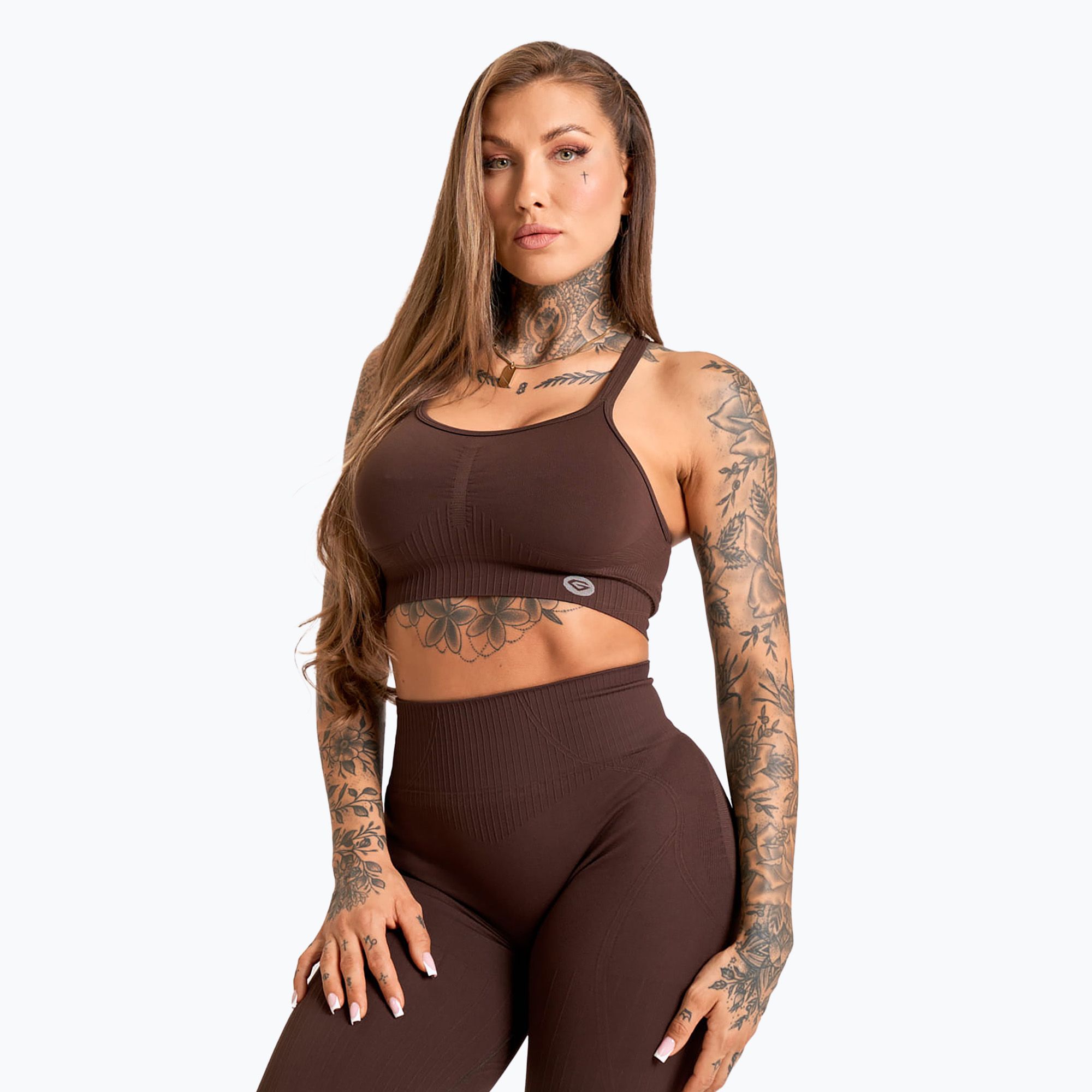 Biustonosz treningowy Gym Glamour Push Up 2.0 dark chocolate 