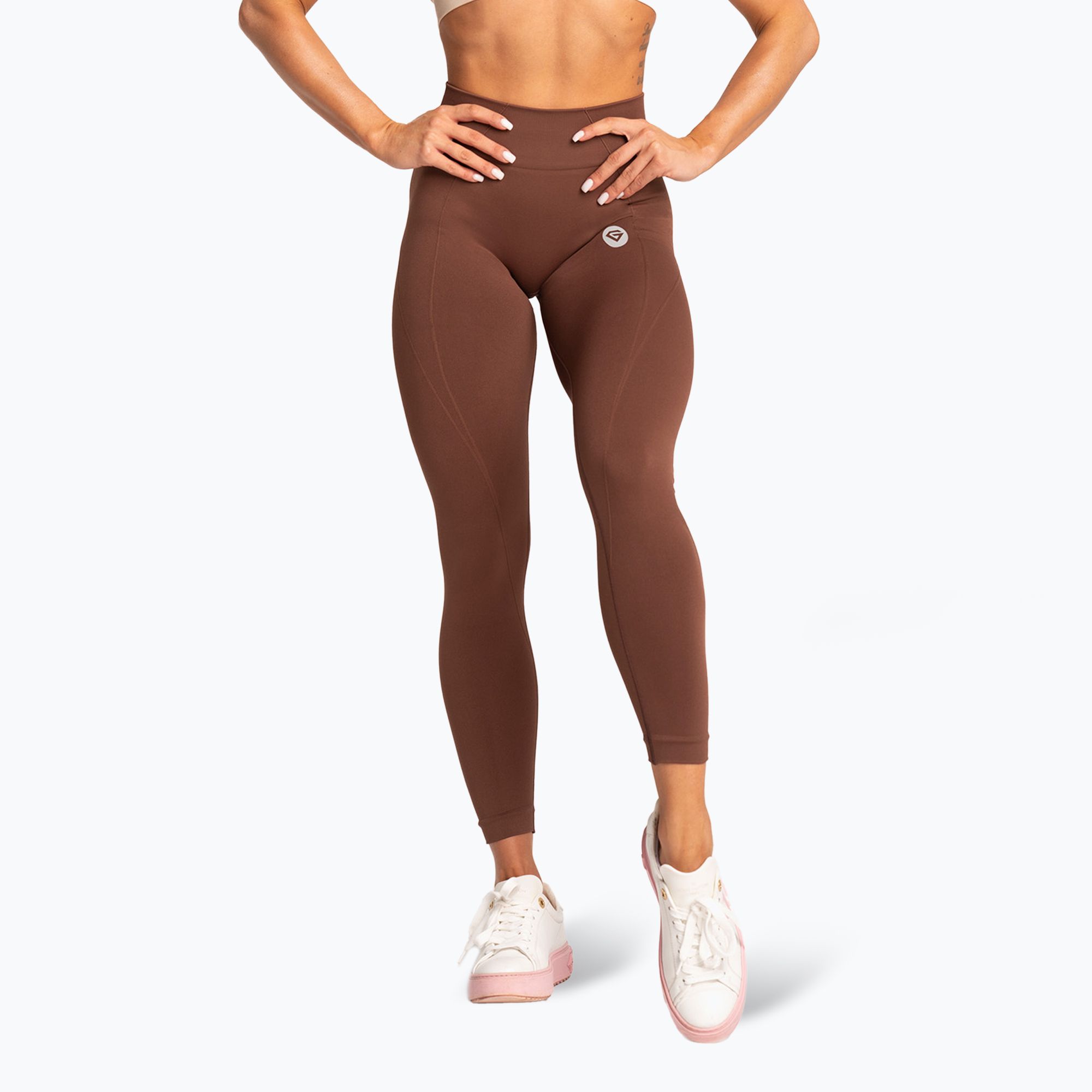 Legginsy damskie Gym Glamour Basic Scrunch brown 