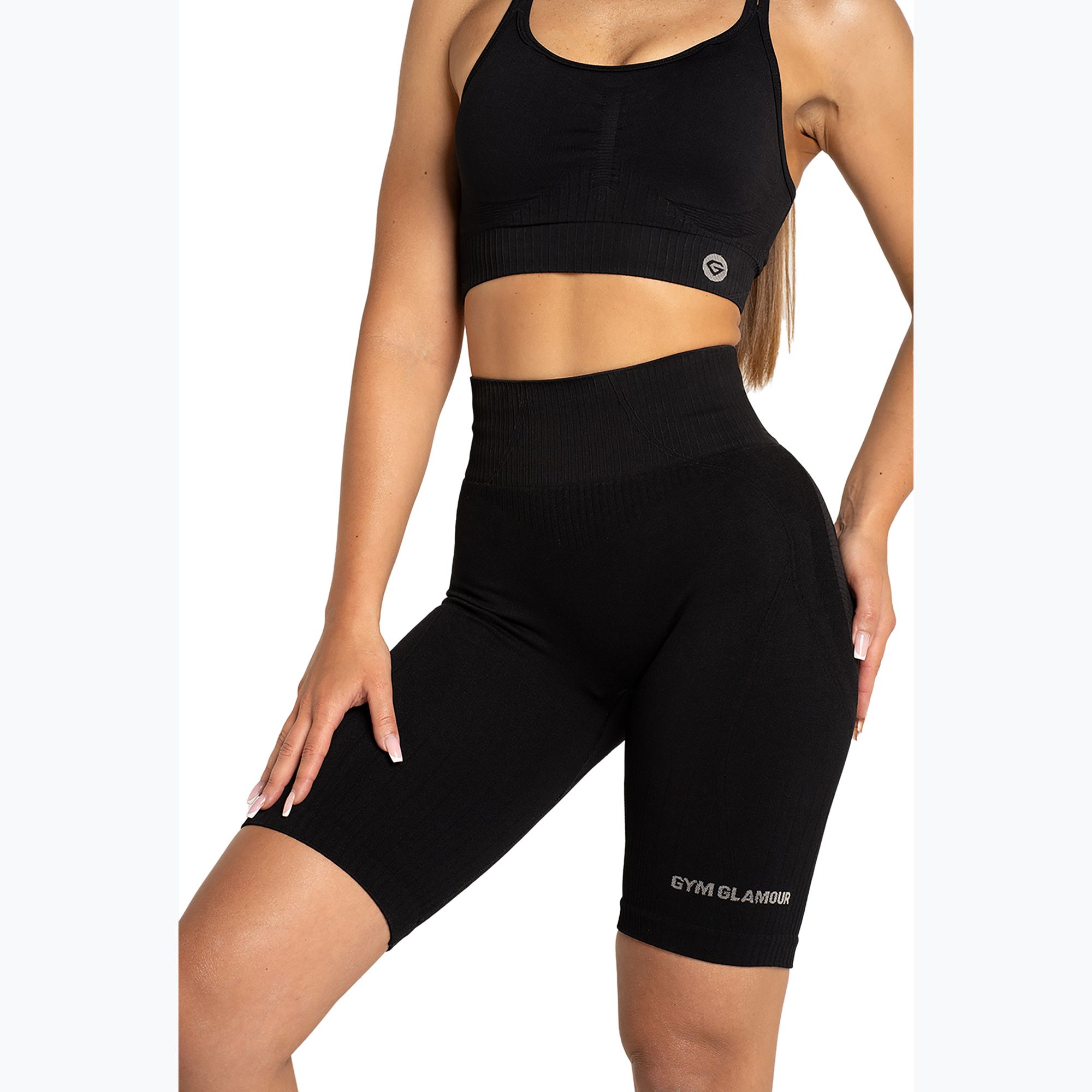 Spodenki bikery treningowe damskie Gym Glamour Push Up 2.0 black 