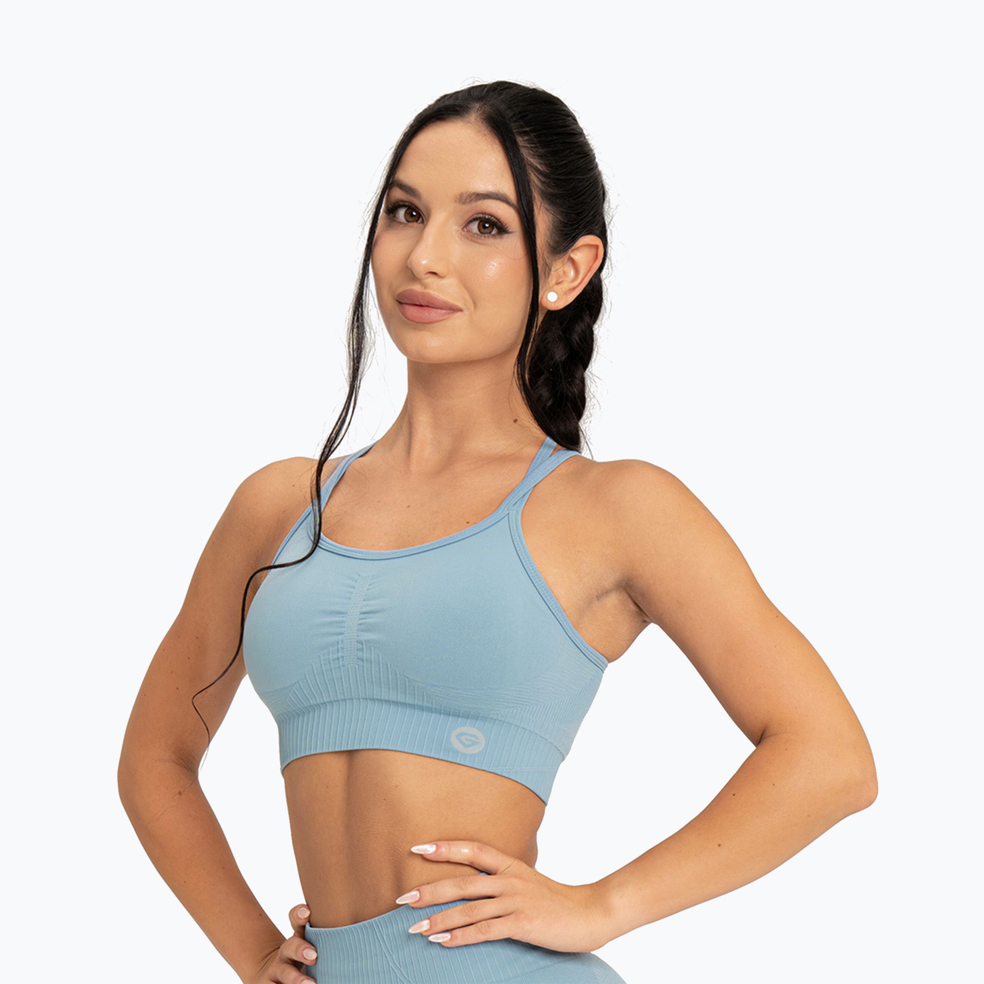 Biustonosz treningowy Gym Glamour Push Up 2.0 blue lagoon 