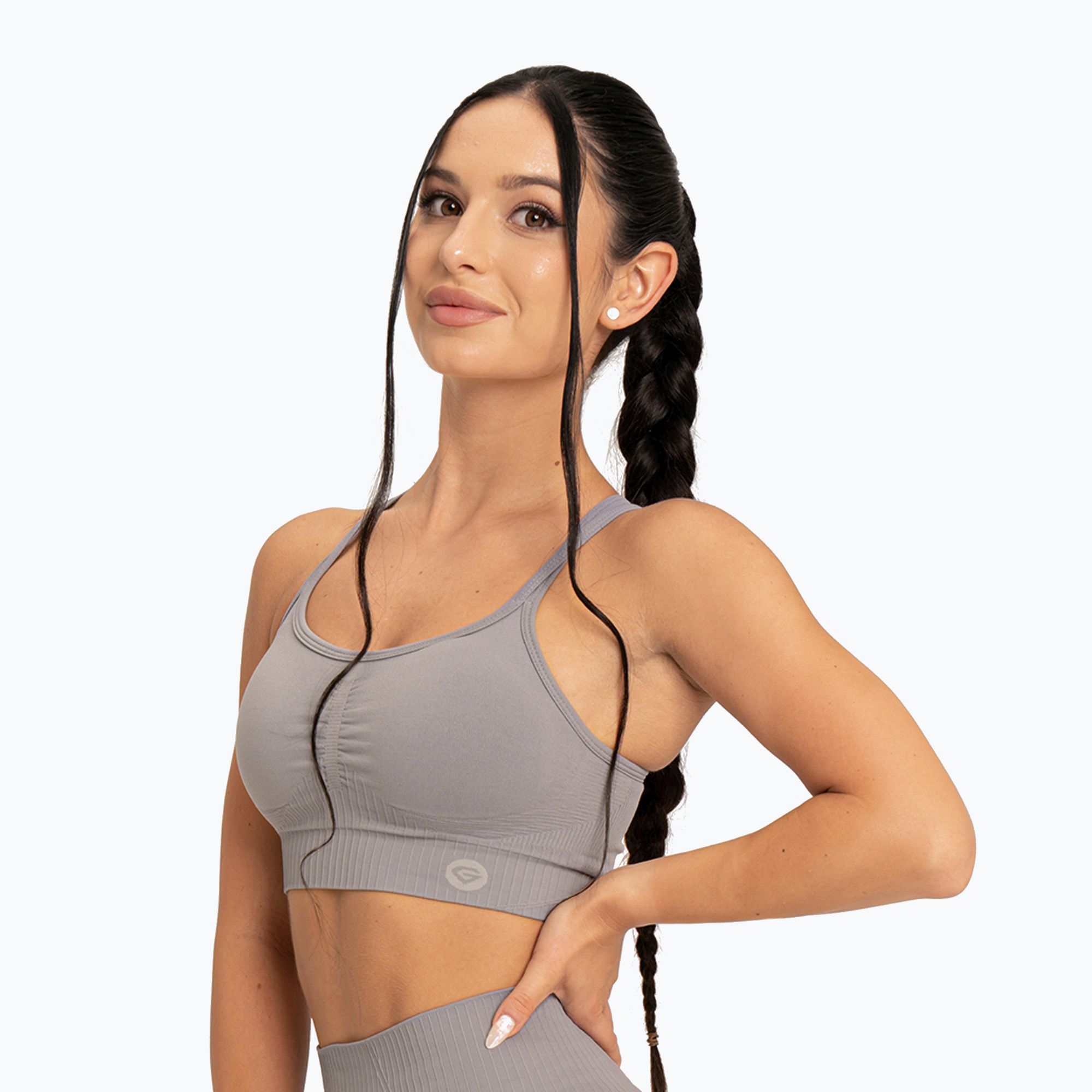 Biustonosz treningowy Gym Glamour Push Up 2.0 ghost grey 