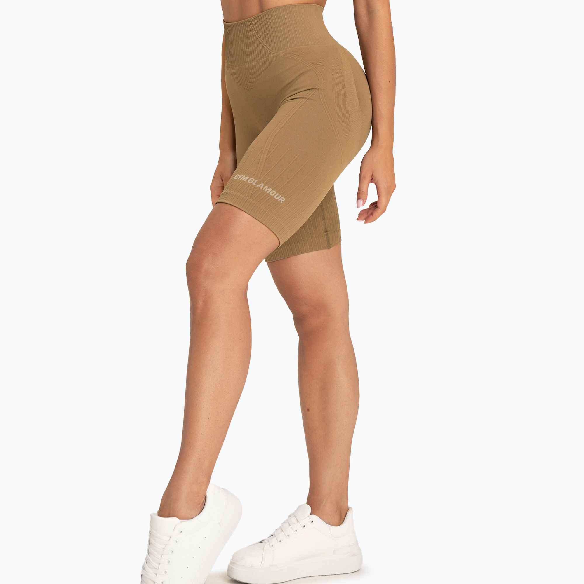 Spodenki bikery treningowe damskie Gym Glamour Push Up 2.0 safari 