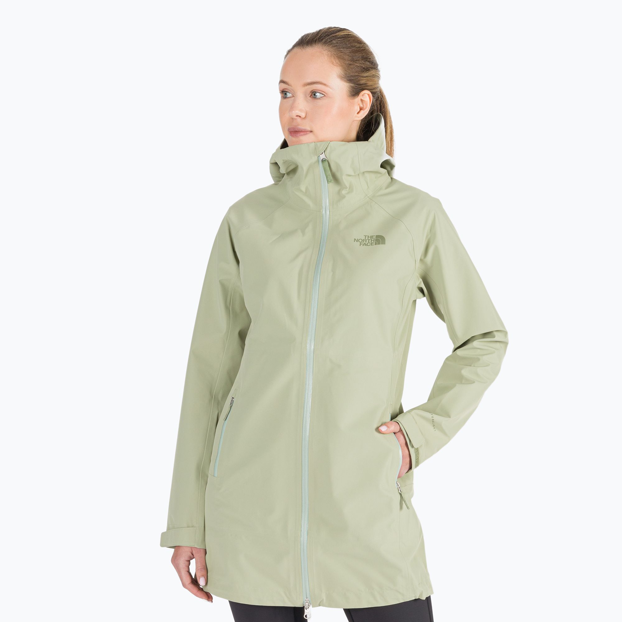 Płaszcz przeciwdeszczowy damski The North Face Dryzzle Futurelight Parka tea green 