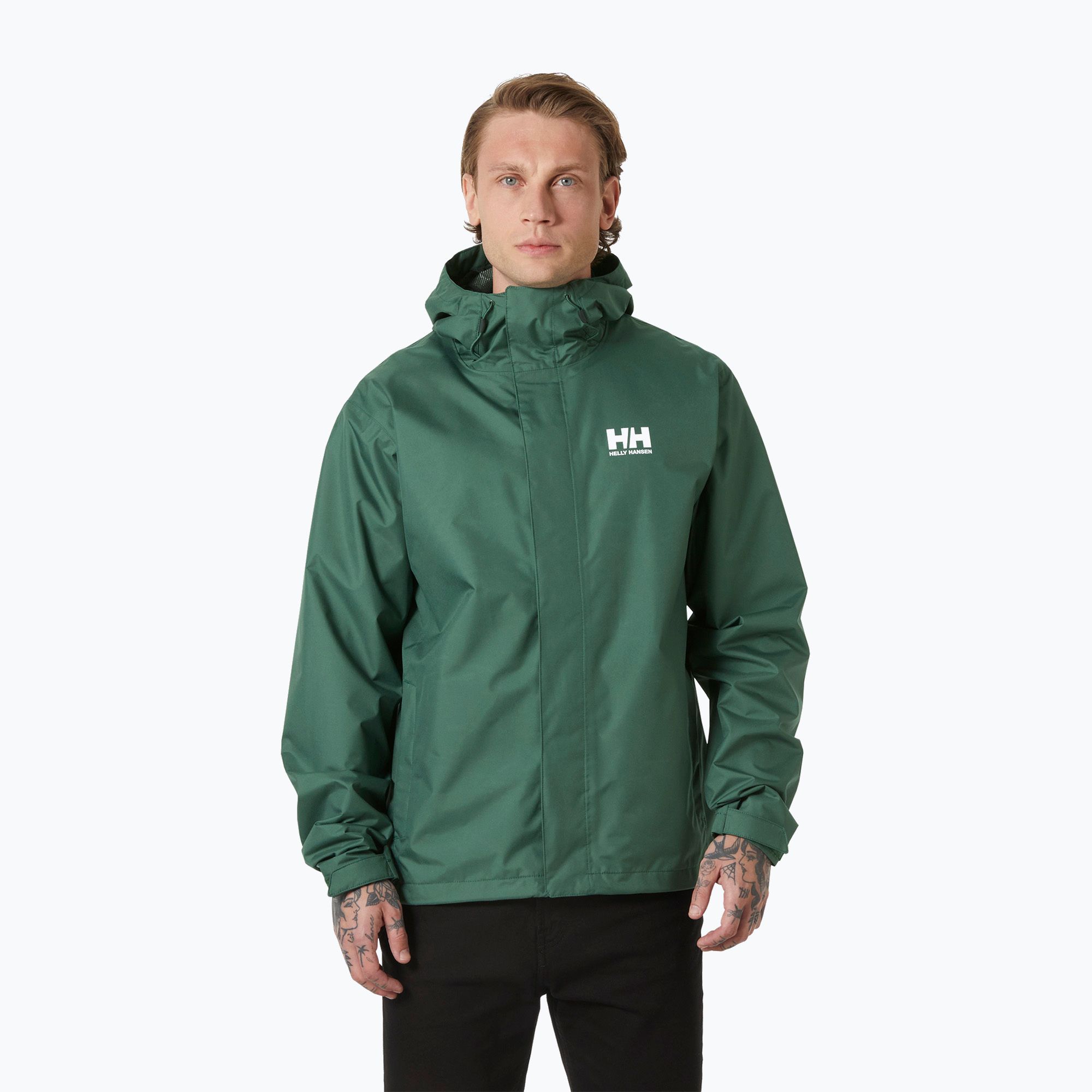 Kurtka przeciwdeszczowa męska Helly Hansen Seven J Rain jungle green 