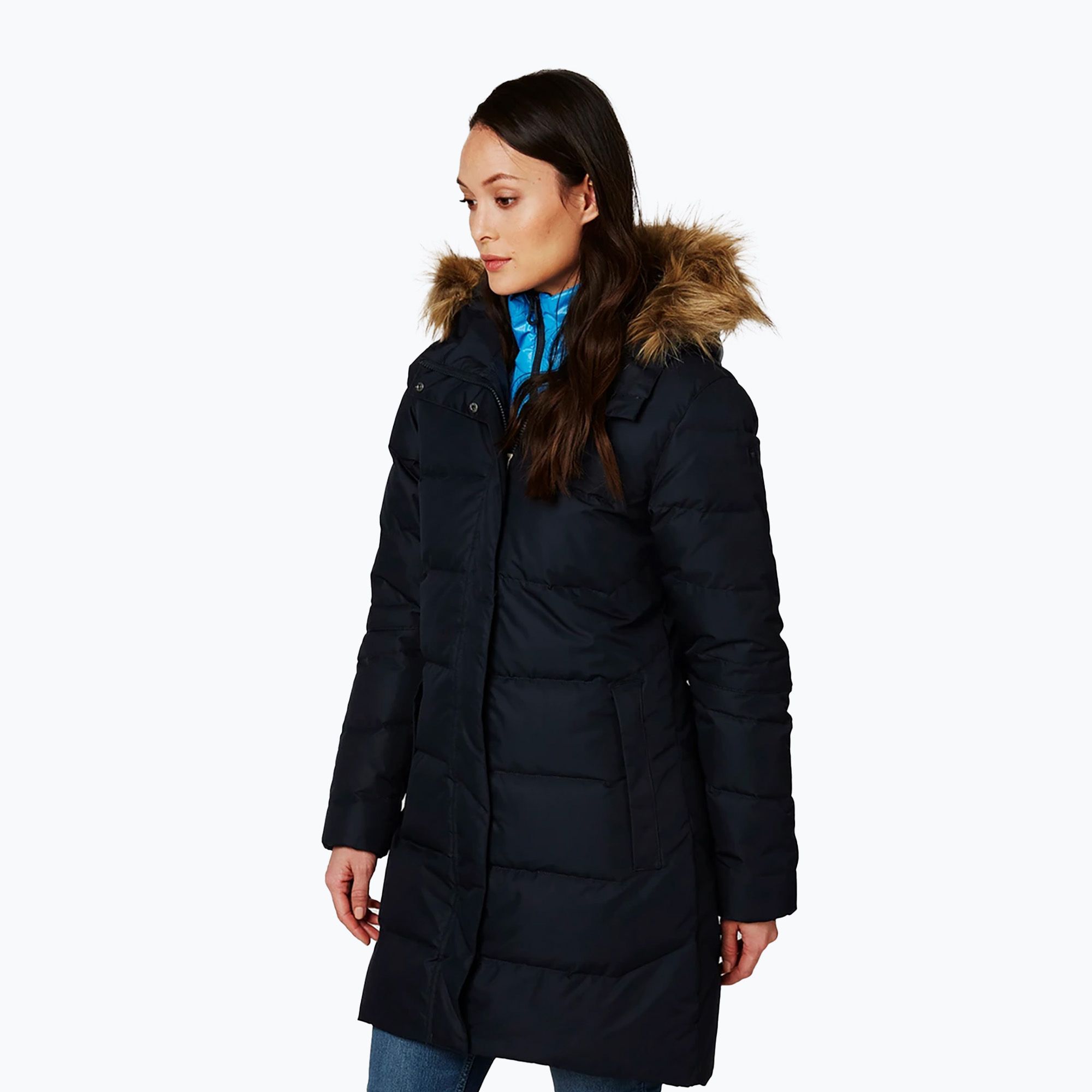 Płaszcz puchowy damski Helly Hansen Aden Down Parka navy 