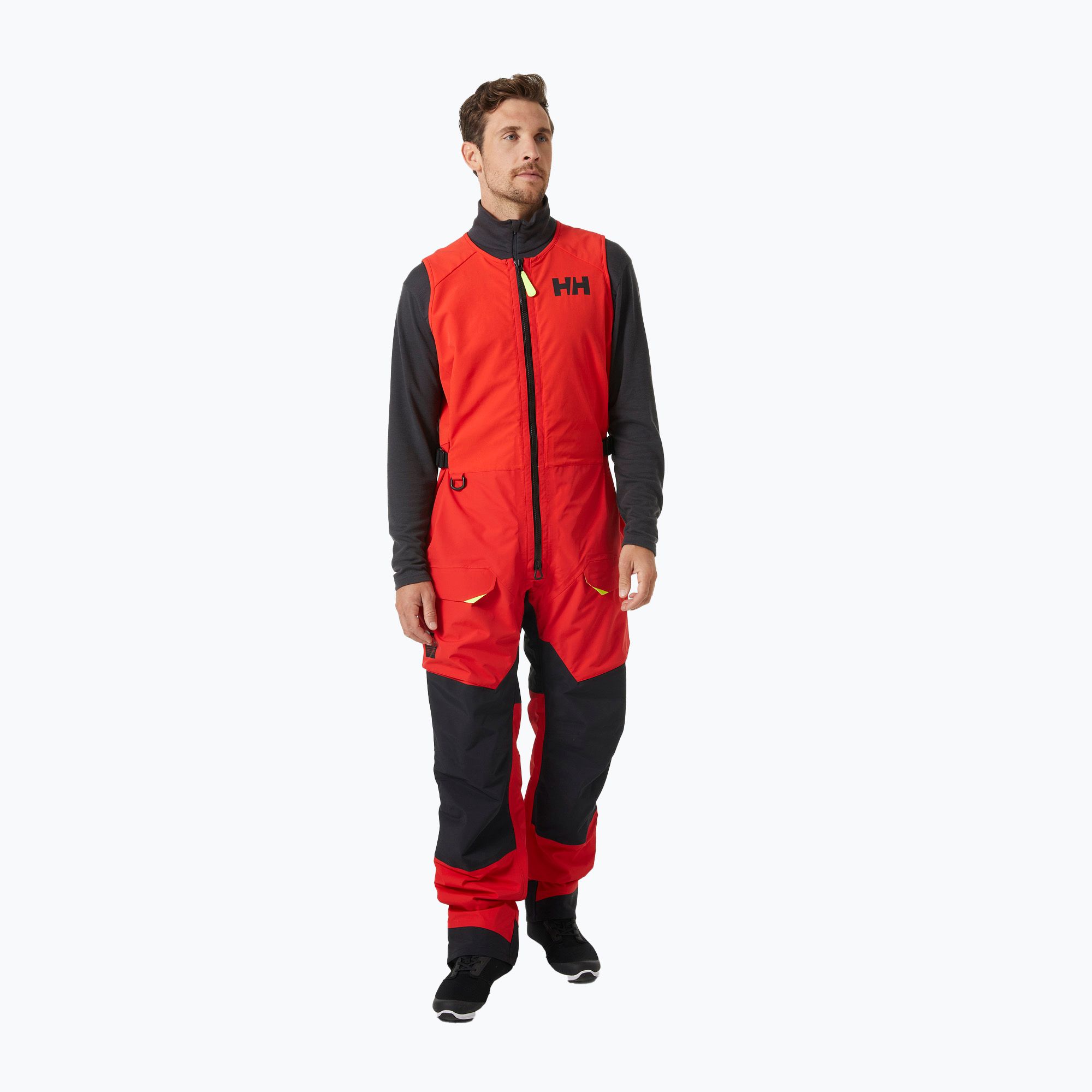 Spodnie żeglarskie męskie Helly Hansen Aegir Race Salopette 2.0 alert red 