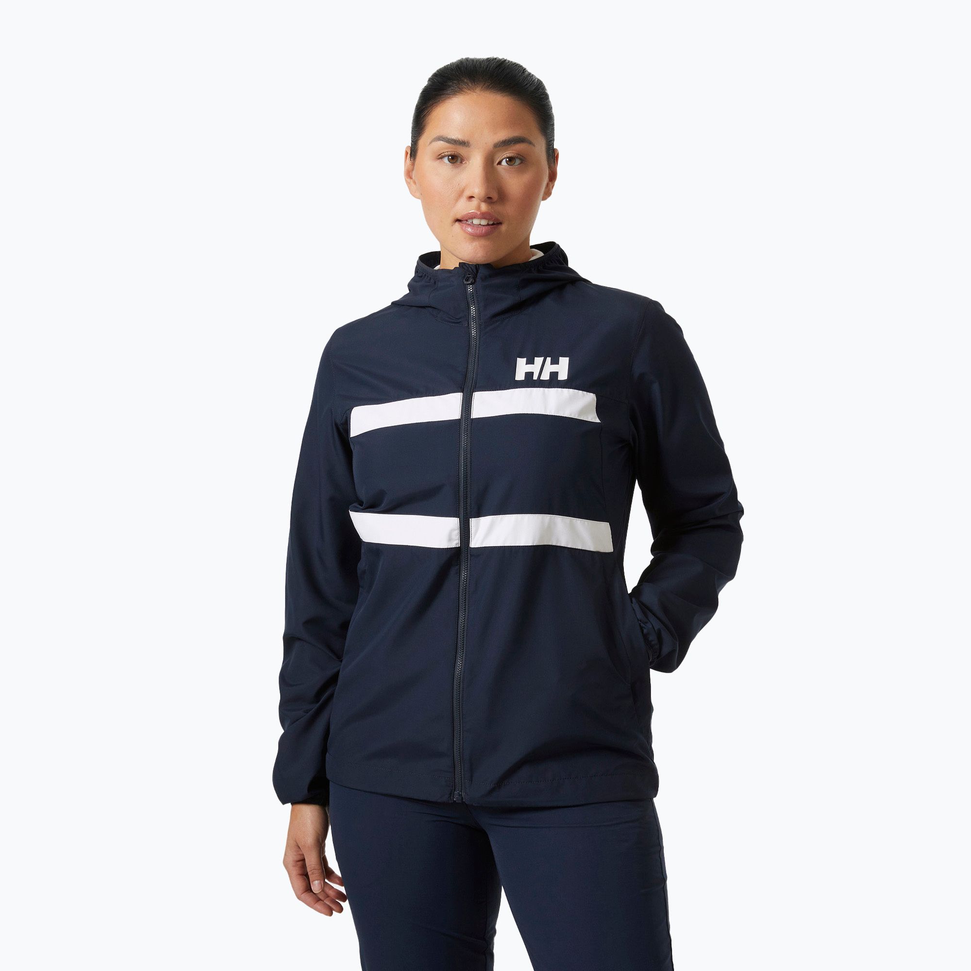 Kurtka żeglarska damska Helly Hansen Salt Stripe Windbreaker navy 