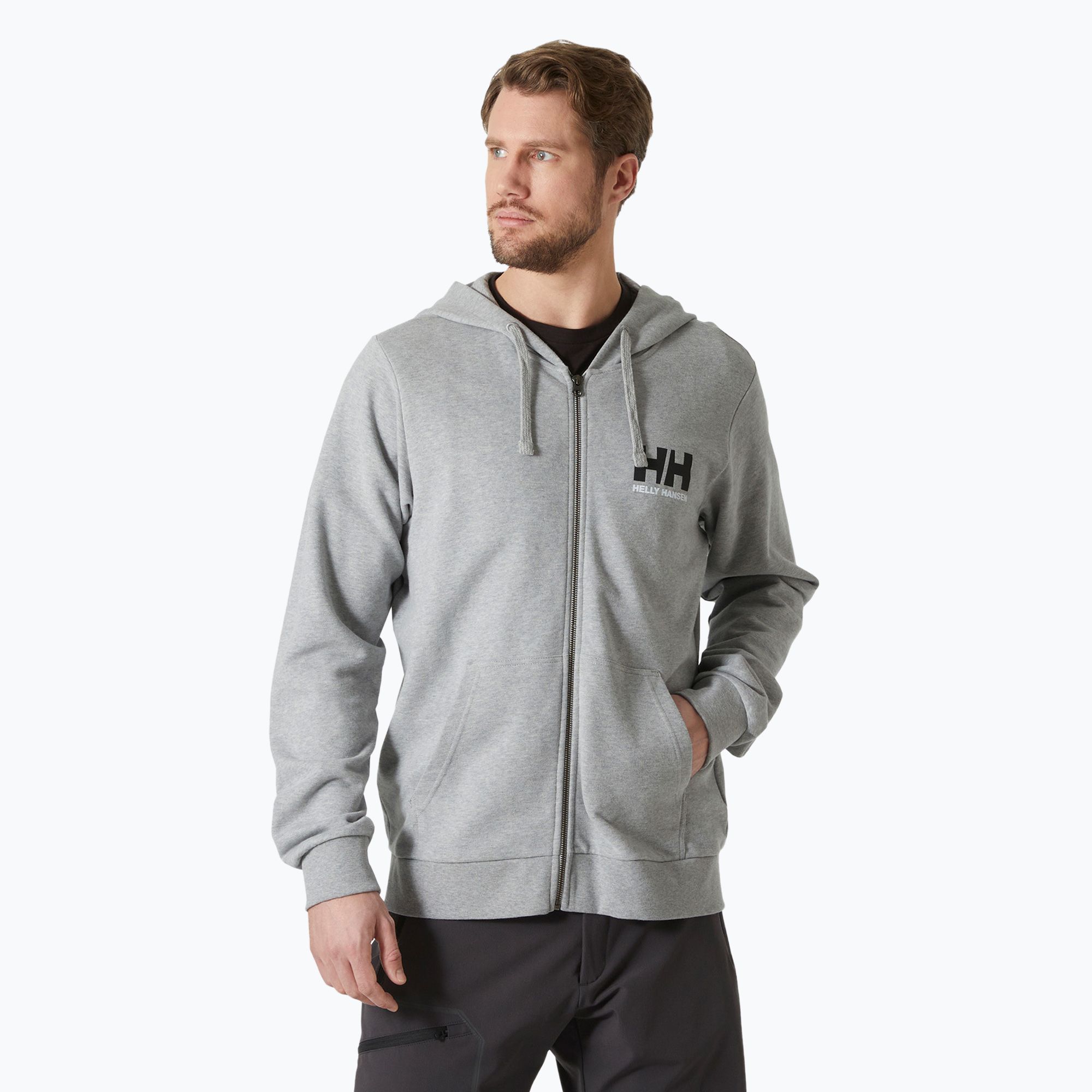 Bluza męska Helly Hansen HH Logo Full Zip Hoodie 2.0 grey/ melange 
