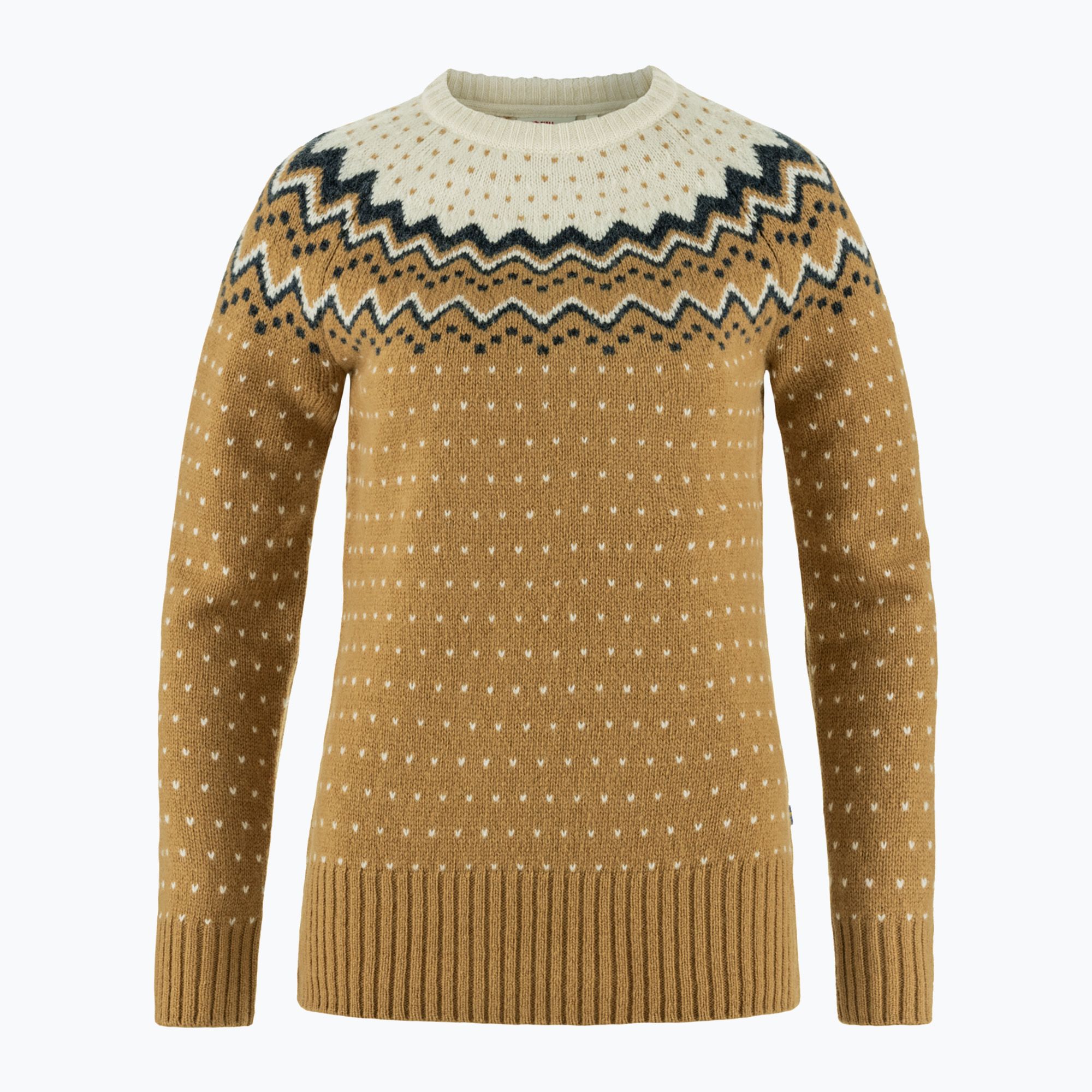 Sweter damski Fjällräven Övik Knit Sweater buckwheat brown/chalk white 