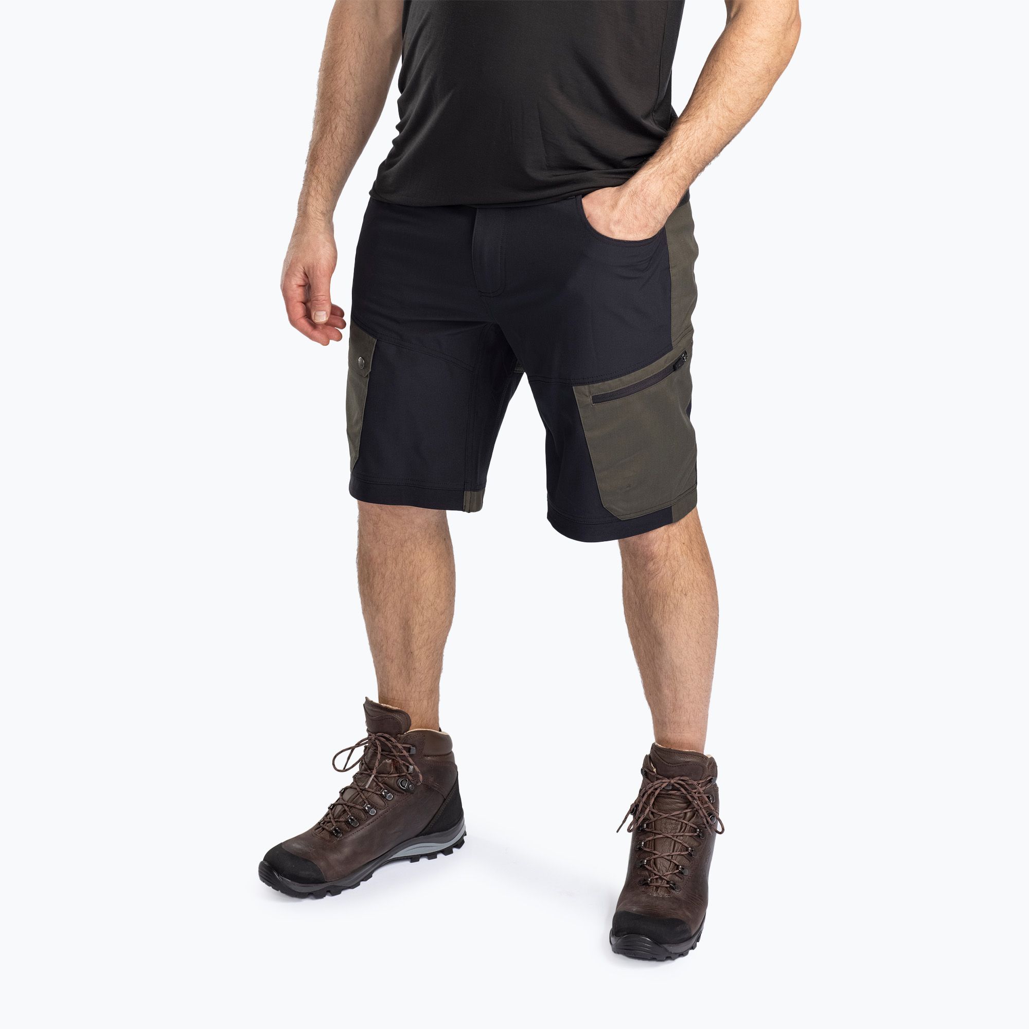 Spodnki trekkingowe męskie Pinewood Finnveden Trail Hybrid black/mossgreen 