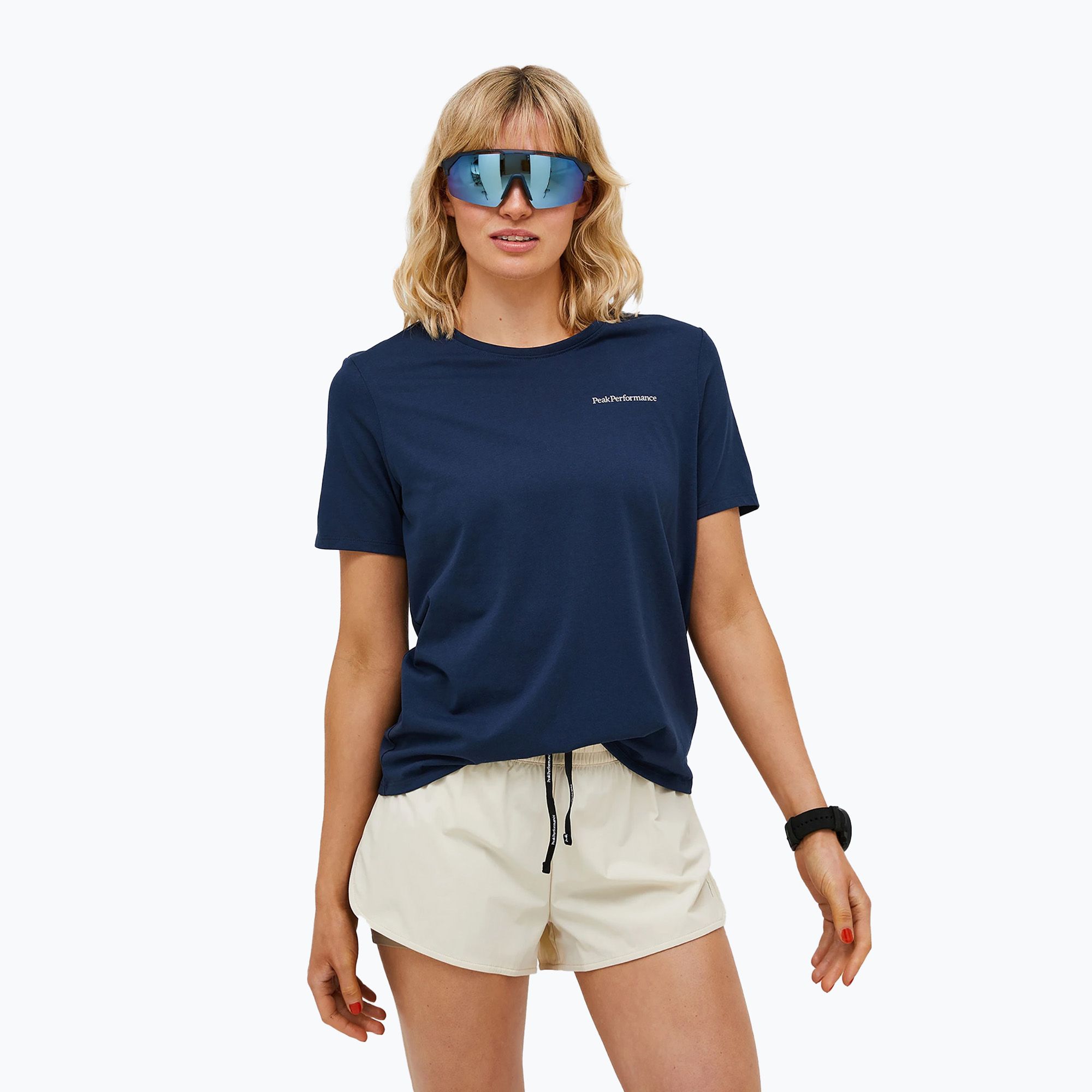 Koszulka damska Peak Performance Explore Logo blue shadow 