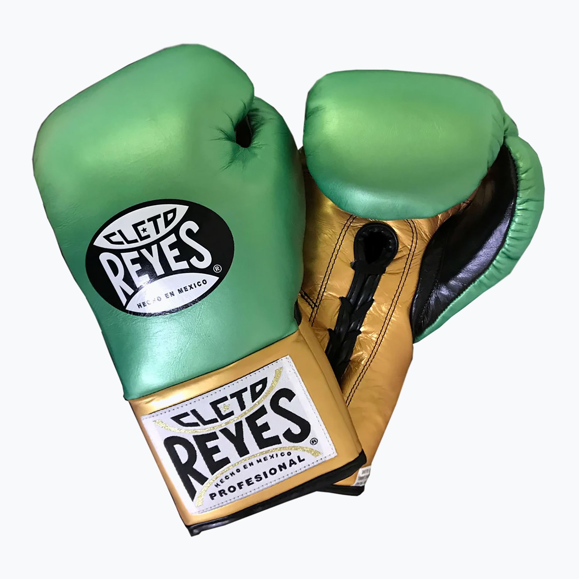 Rękawice bokserskie Cleto Reyes High Precision Training Leather green/gold wbc 