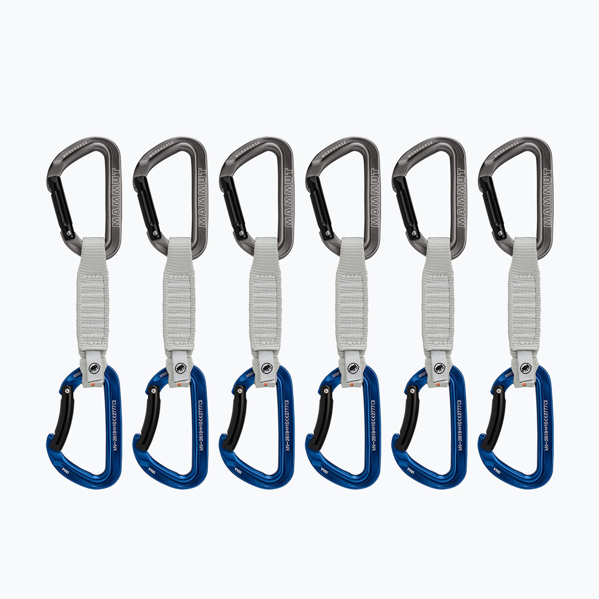 Ekspresy wspinaczkowe Mammut Workhorse Keylock 12 cm Quickdraws 6 szt. grey/blue 