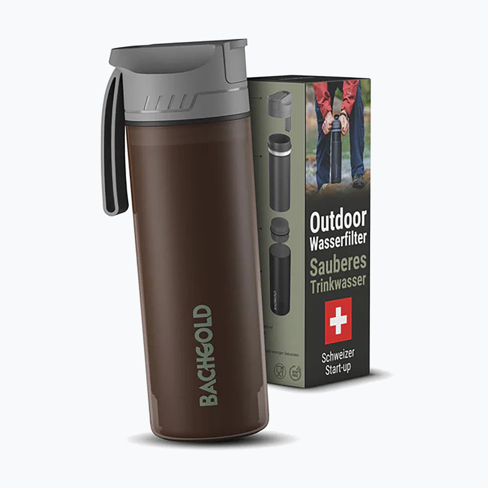 Butelka turystyczna z filtrem Bachgold Selfpress Waterfilter 500 ml brązowy 