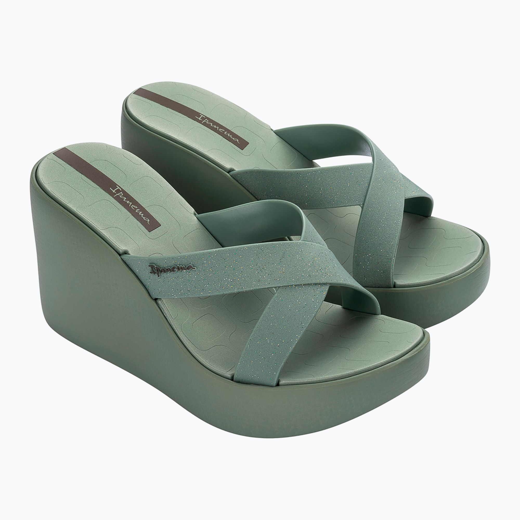 Klapki damskie Ipanema High Fashion II Slide green/glitter green/grey 