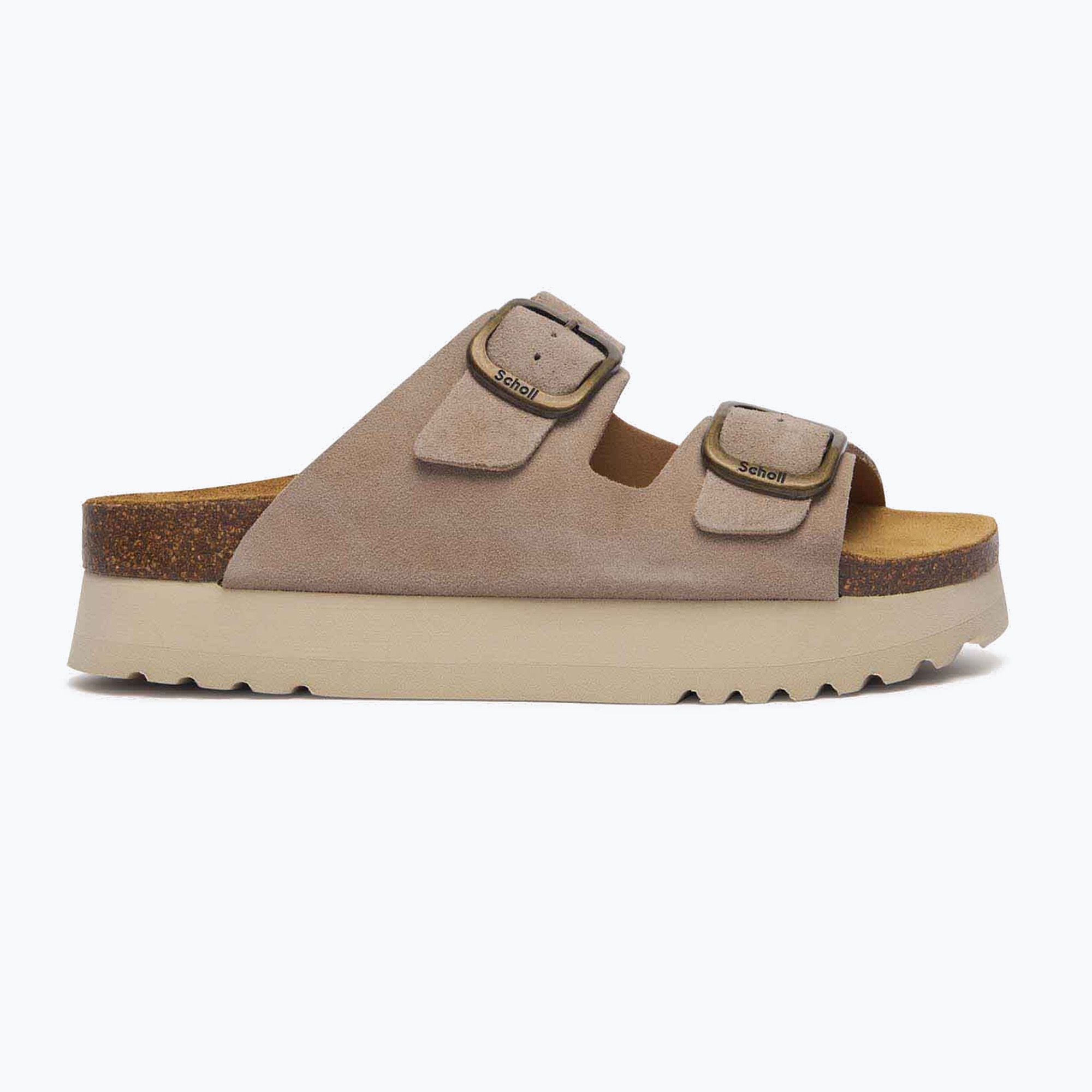 Klapki damskie Scholl Lucie Suede dark beige 