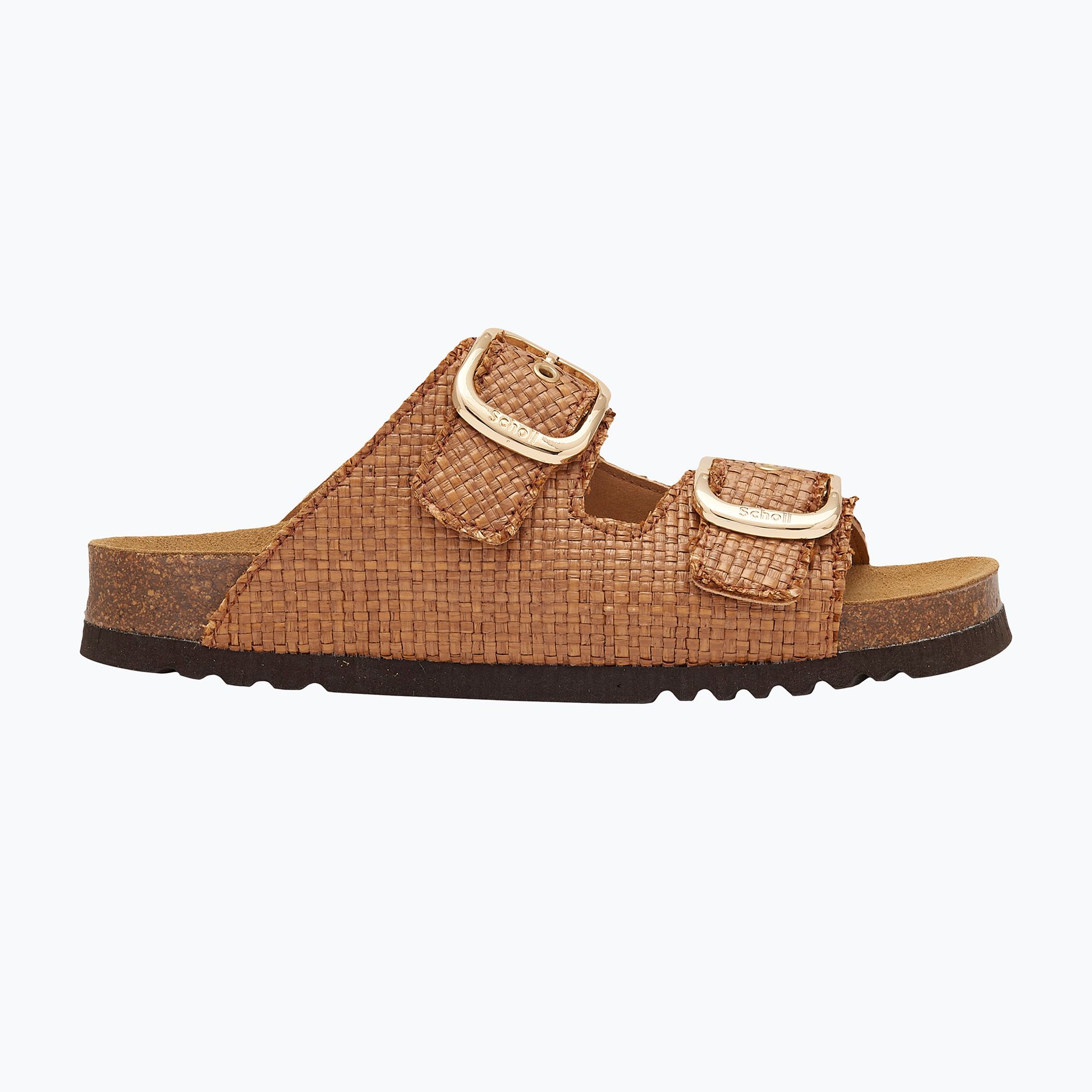 Klapki damskie Scholl Noelle Raffia cognac 