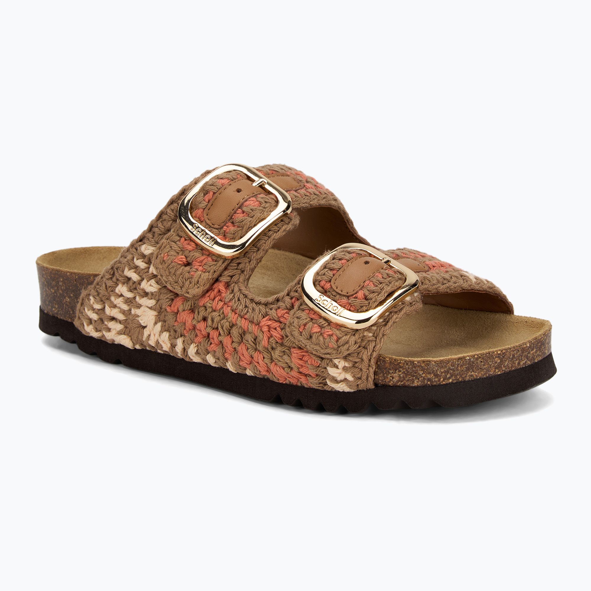 Klapki damskie Scholl Noelle Crochet bude/light brown/cognac 