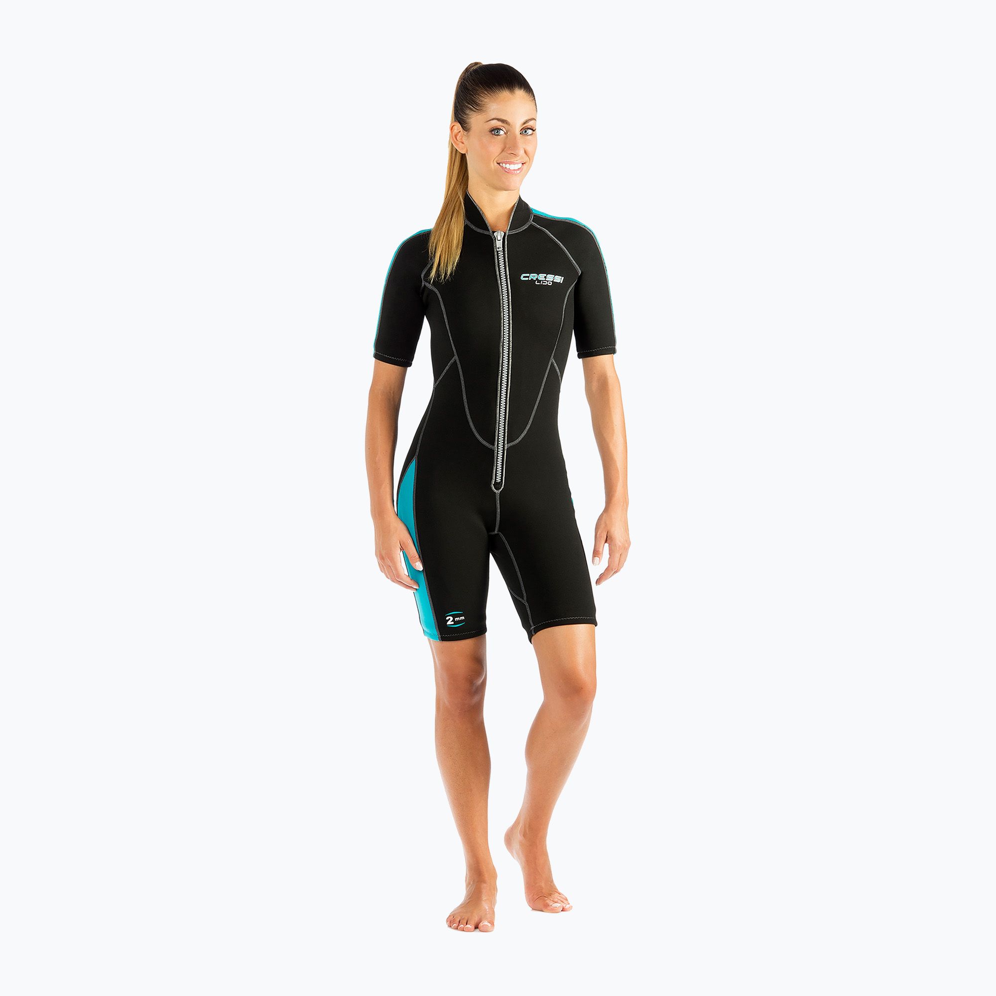 Pianka do pływania damska Cressi Lido Shorty 2 mm black/aquamarine 