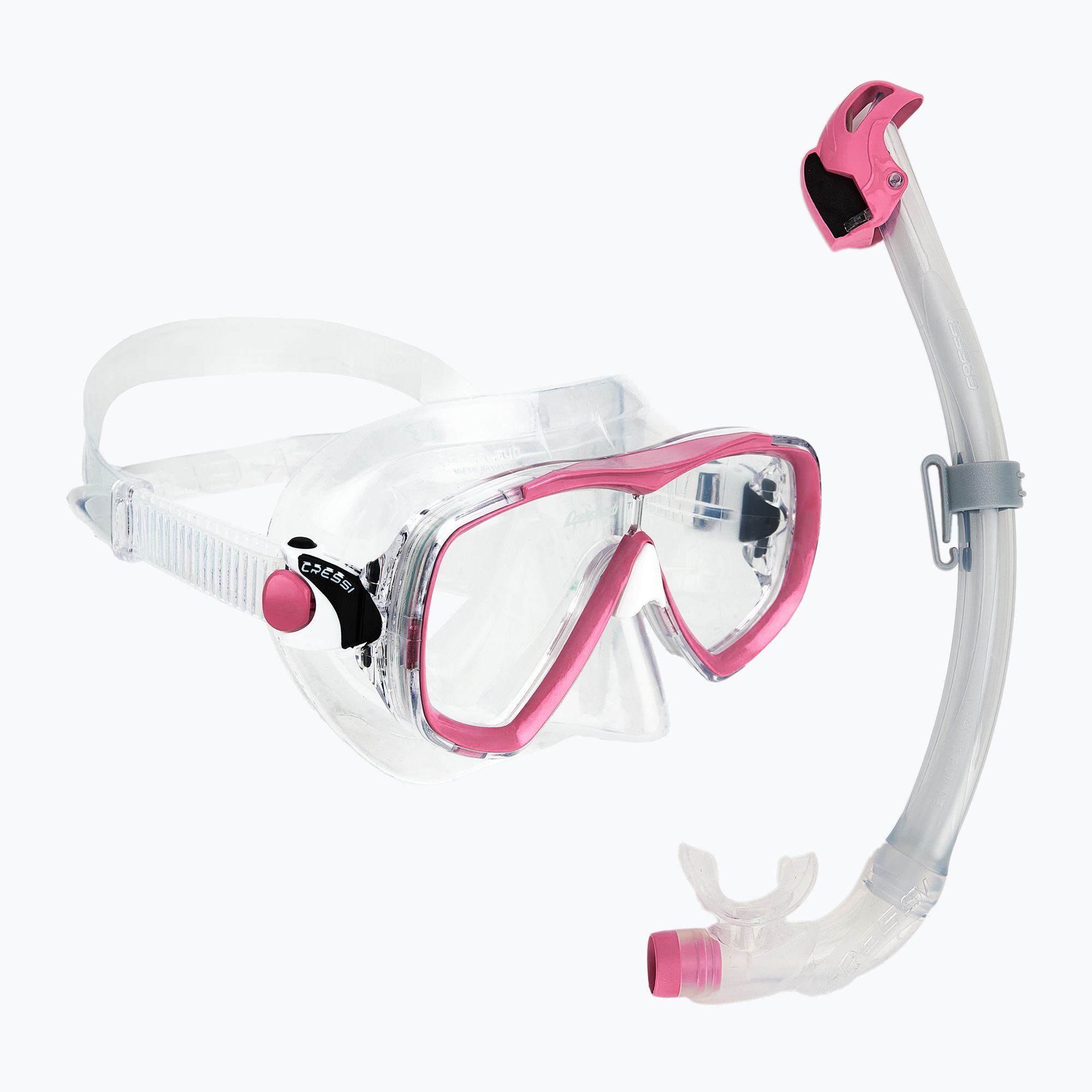 Zestaw do nurkowania Cressi Estrella + Seal Dry clear/pink 