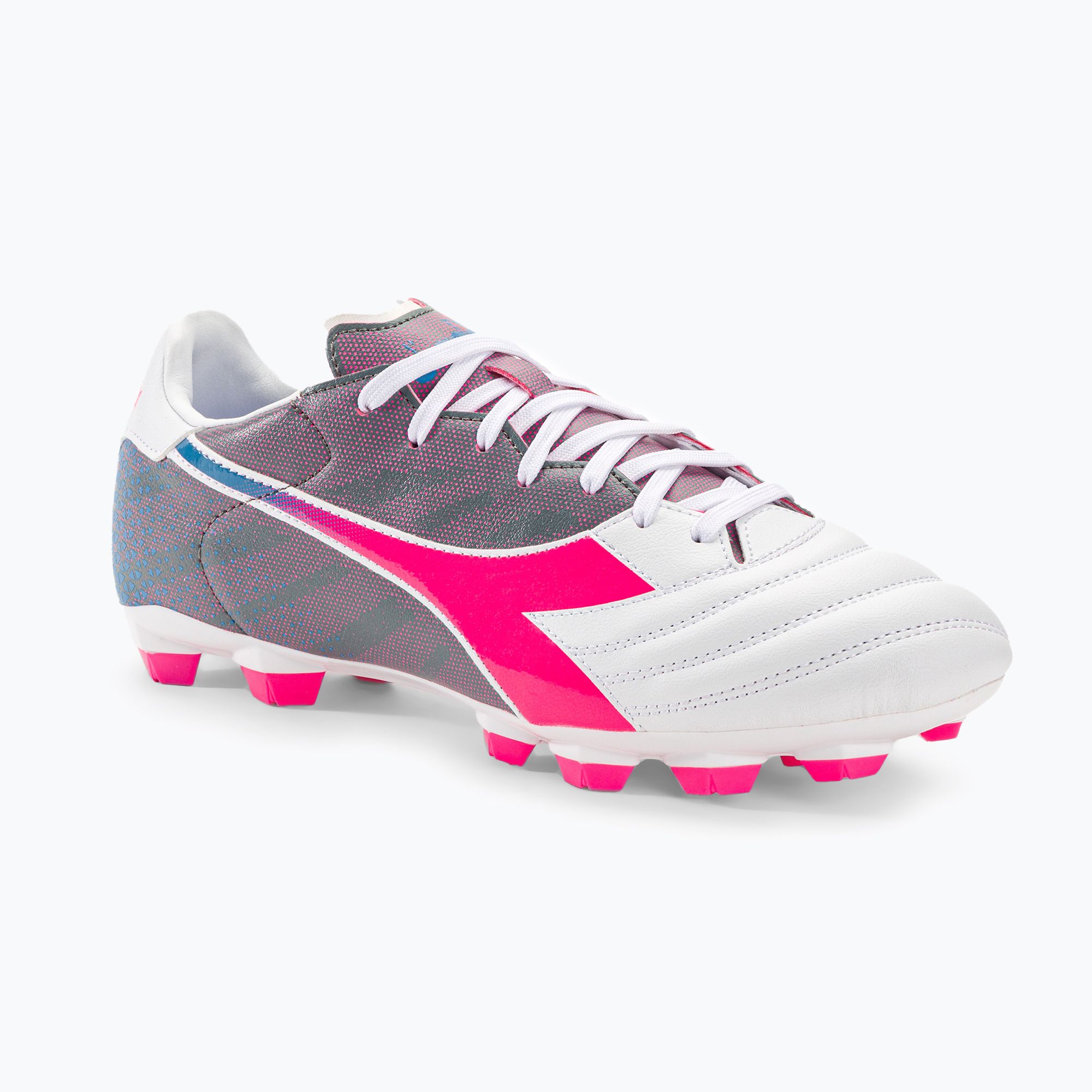 Buty piłkarskie męskie Diadora Brasil Elite Veloce GR LPU white/pink fluo/blue fluo 