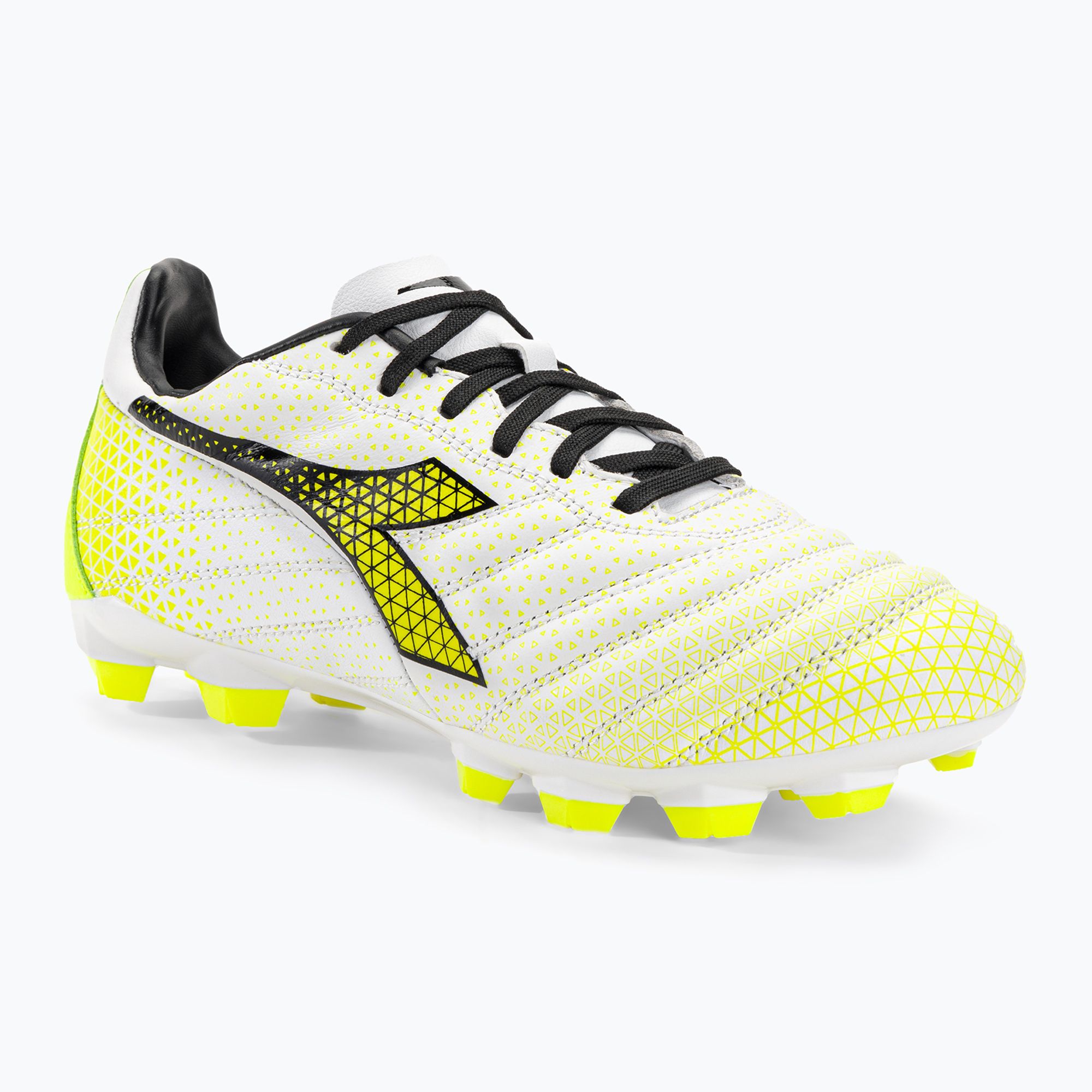 Buty piłkarskie dziecięce Diadora Brasil Elite GR LT LPU Y white/black/fluo yellow 