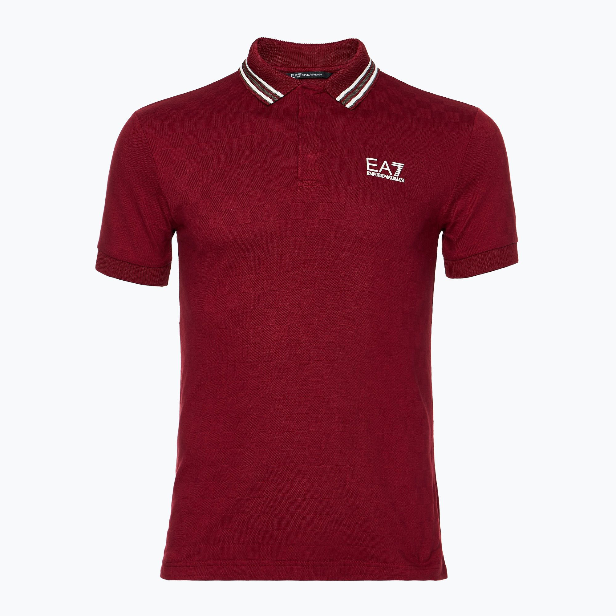 Koszulka męska EA7 Emporio Armani Golf Pro Polo Check syrah 