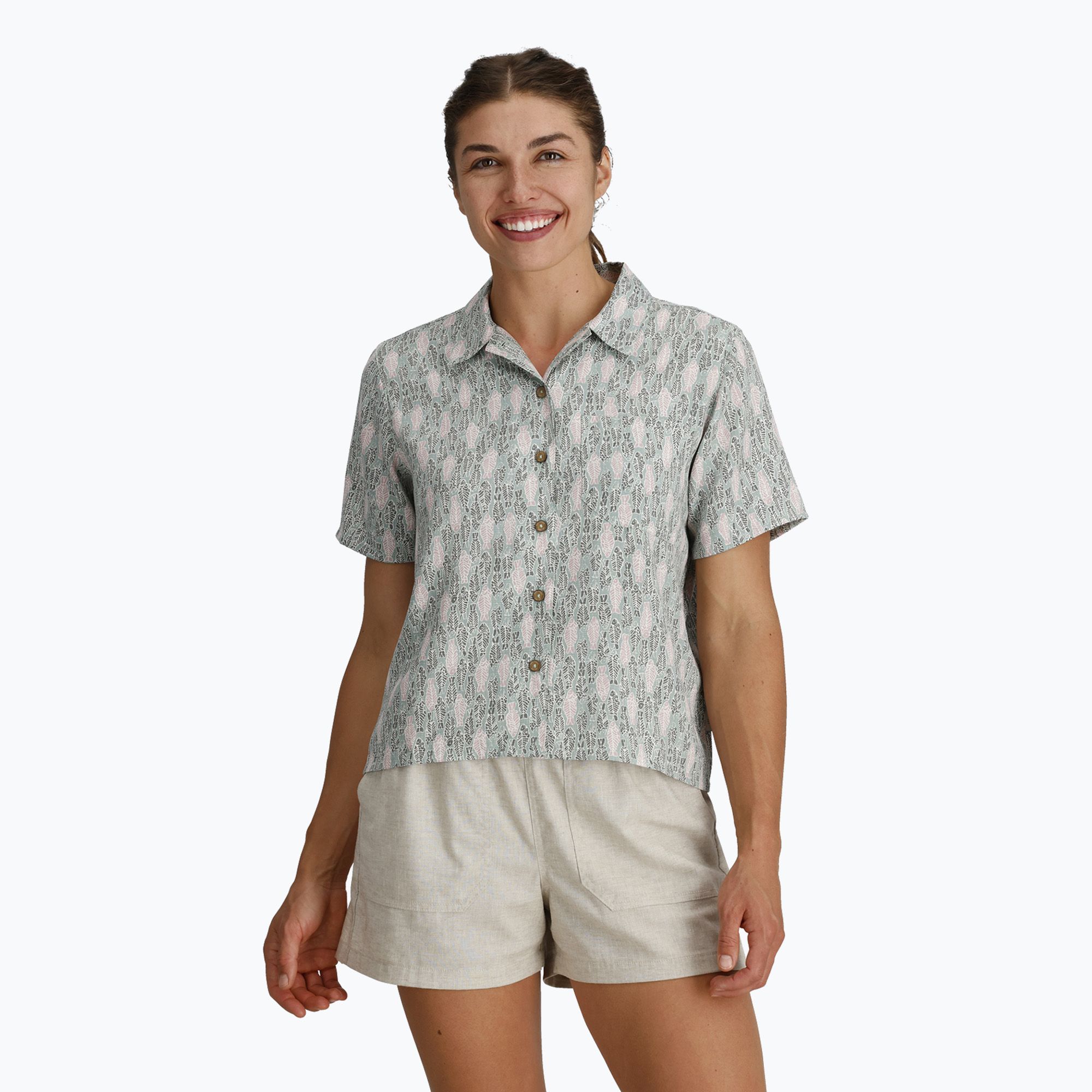 Koszula damska Royal Robbins Camino Pucker sage leaf fish pt 